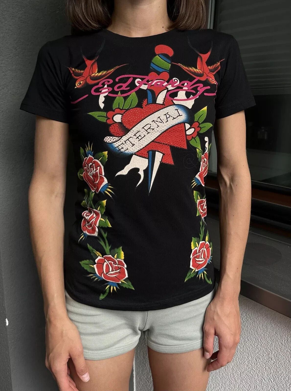Ed Hardy Ed Hardy Eternal Heart Womens T-shirt Top Black Size S Size S / US 4 / IT 40 - 2 Thumbnail
