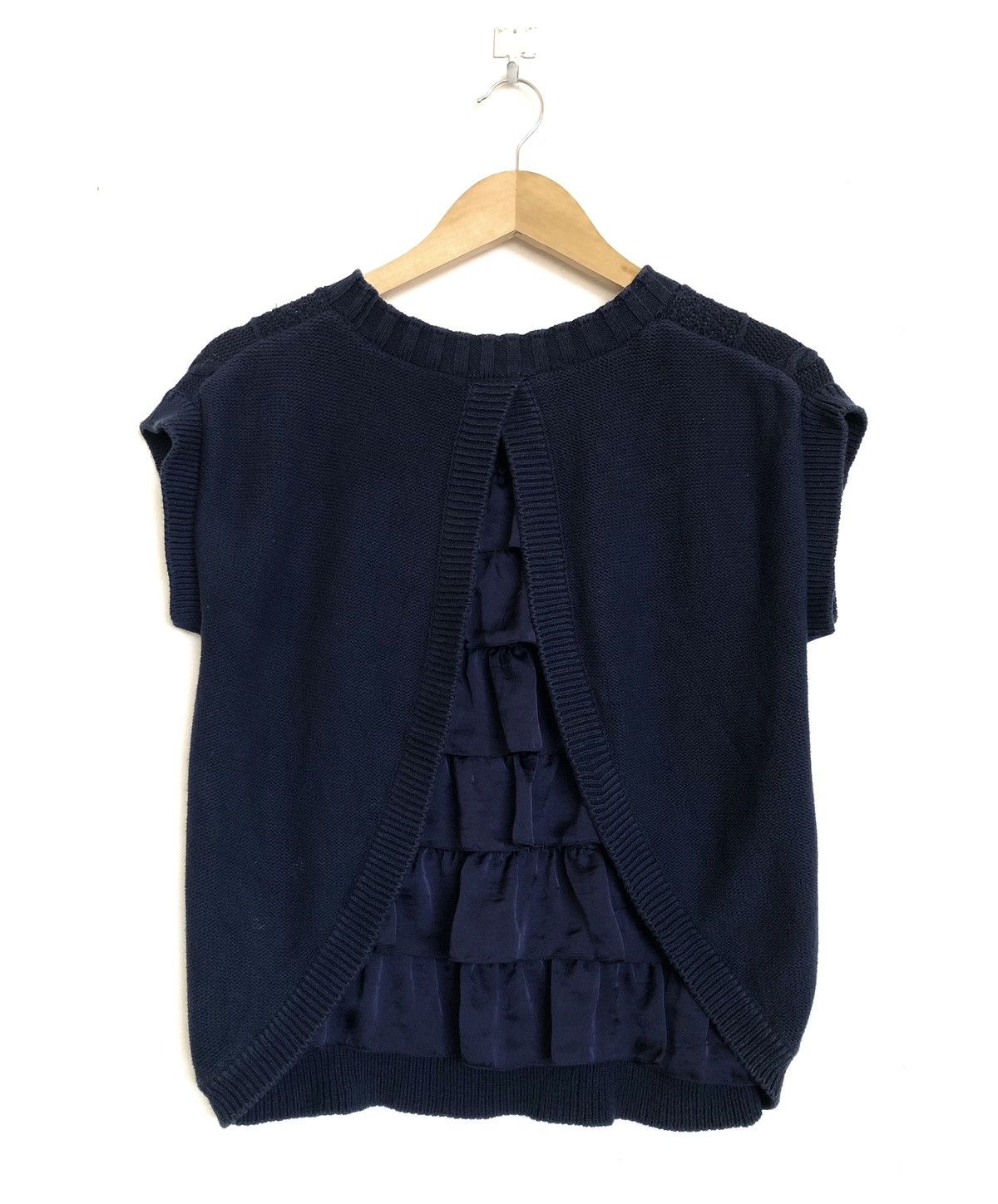 Lanvin EN BLEU GEO KNIT RUFFLE BACK BOXY SWEATER VEST Size S / US 4 / IT 40 - 1 Thumbnail