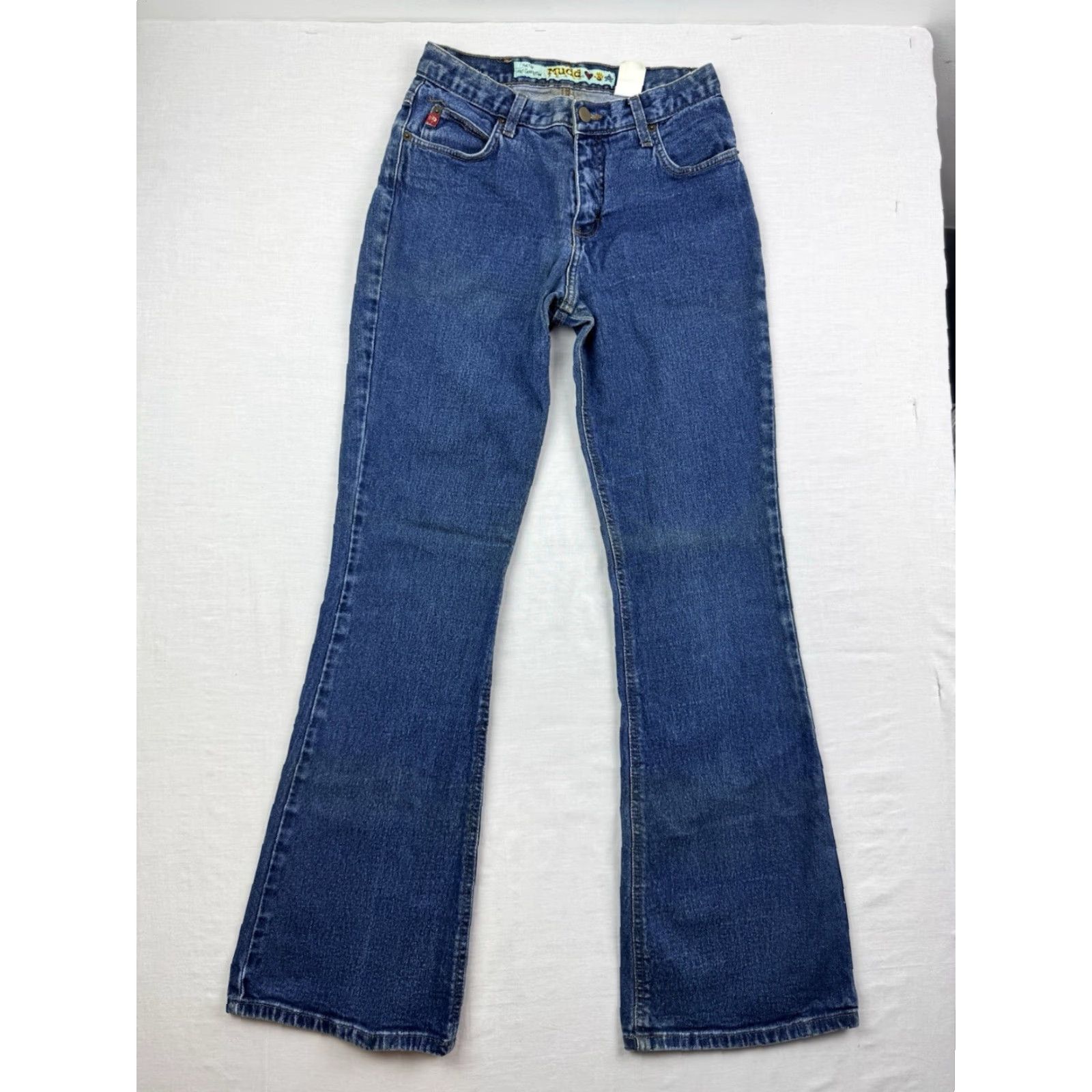 Vintage VINTAGE Mudd Womens Jeans Bootcut Flare 5 Blue Hipster 90s Y2K Embroidered Pants Size 27" / US 4 / IT 40 - 2 Thumbnail