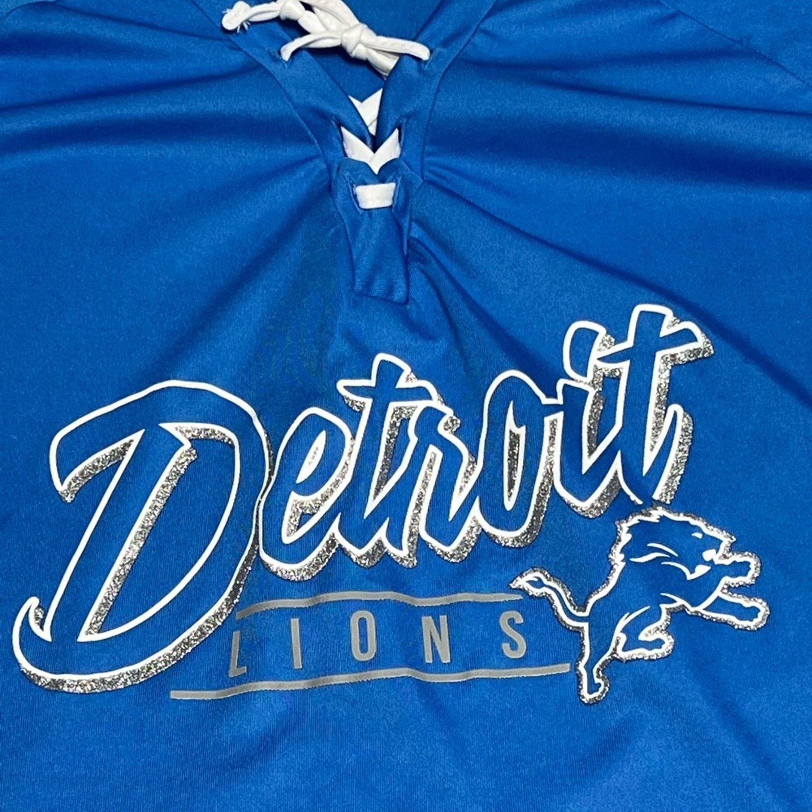NFL Detroit Lions Women's Jersey Lace Up Shirt - XXL Blue V Neck Size XXL / US 16-18 / IT 52-54 - 3 Thumbnail