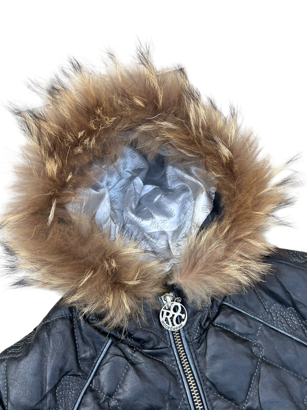 Rocawear Vintage Y2K Rocawear Quilt Crop Down Leather Jacket Real Fur Size US S / EU 44-46 / 1 - 6 Thumbnail