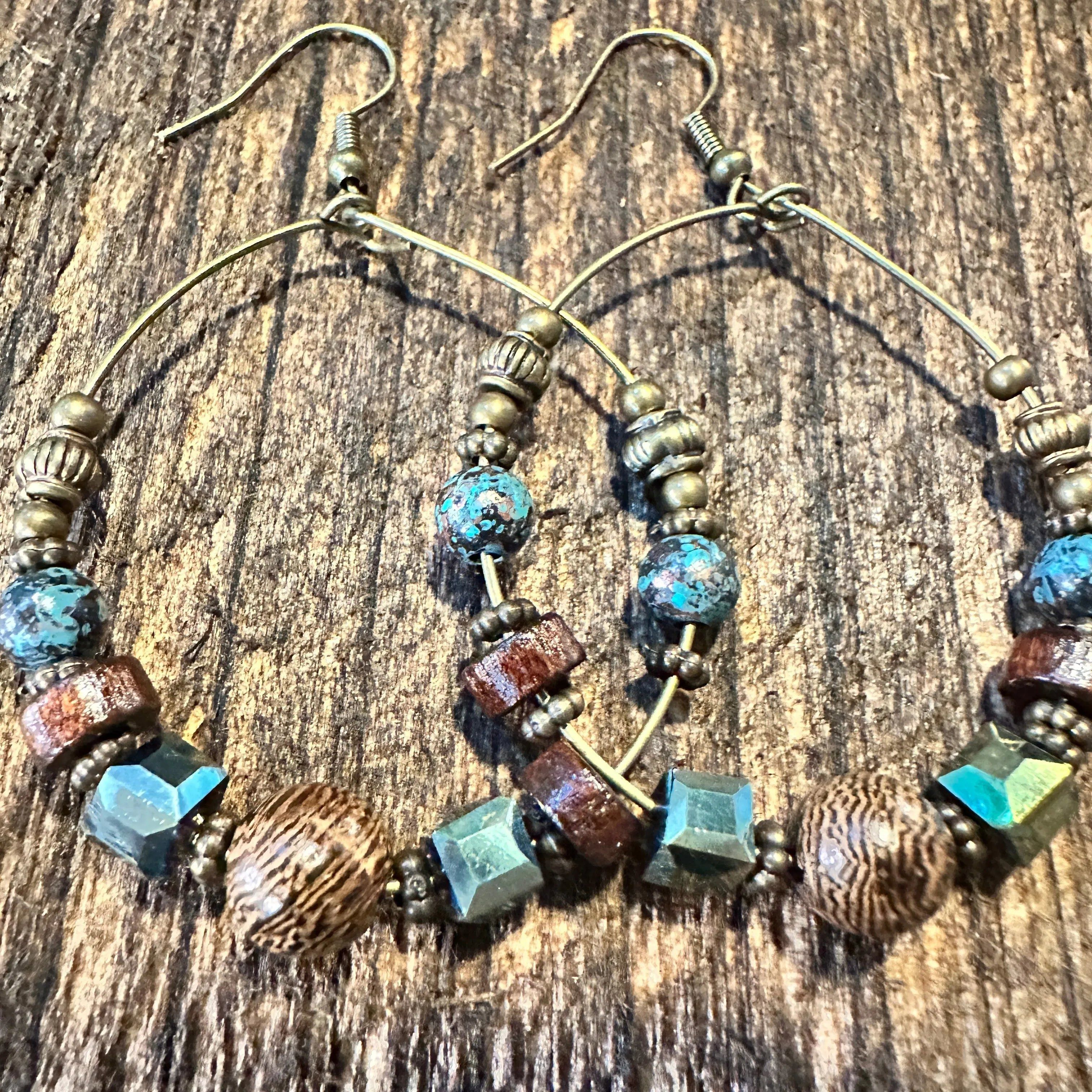 Other Handmade Western Hippie Copper Wire Wooden Beads Drop Earrin Size ONE SIZE - 5 Thumbnail