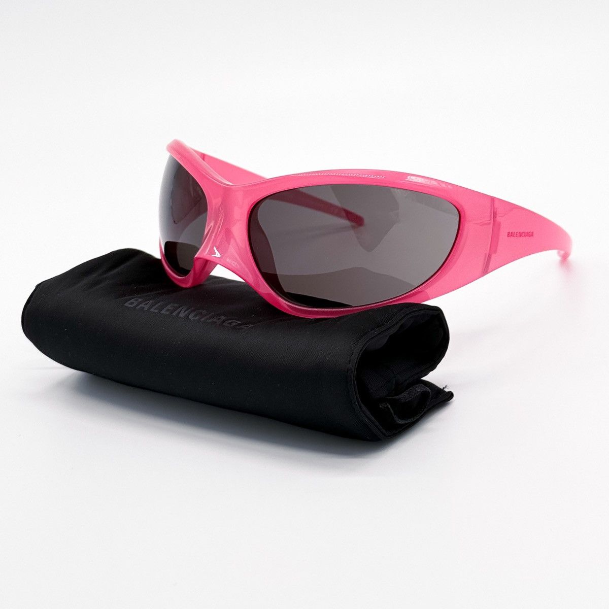 image of New Balenciaga Bb0252S 002 Oval Pink Grey Women Sunglasses