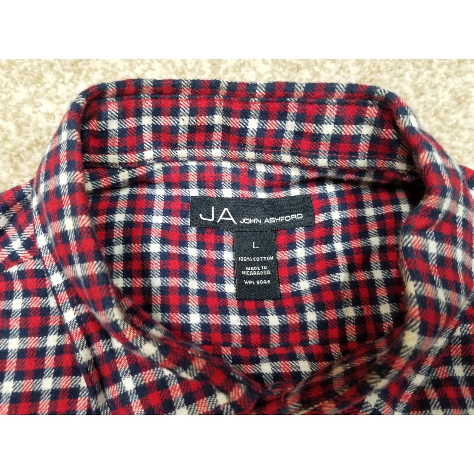 Vintage VINTAGE John Ashford JA Flannel Shirt Mens Large Red Blue Plaid 100% Cotton Long Sleeve Button-Up Casual Men Shirt Size US L / EU 52-54 / 3 - 4 Thumbnail