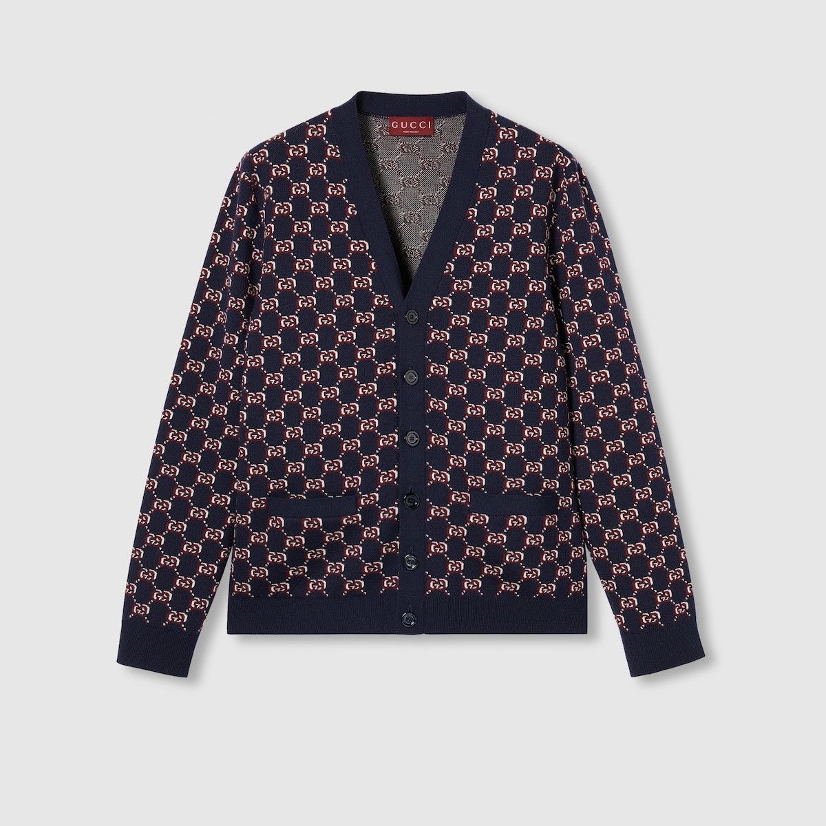 o1s1wg110925 Wool Jacquard Cardigan With GG Shadow