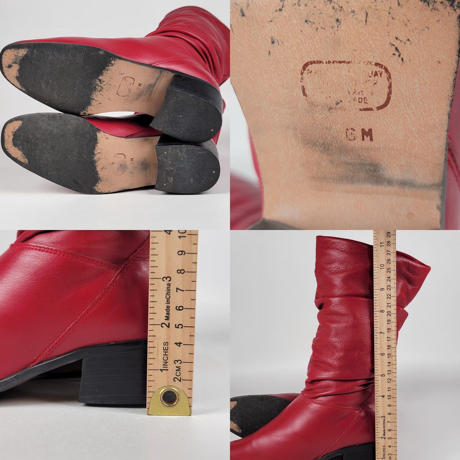 Vintage VINTAGE Hunt Club Leather Boots Women’s 6M Red Boot Slouch 80s Western Pinup Costume Leather, Riding Boot, Casual Womens Boots Size US 6 / IT 36 - 8 Thumbnail
