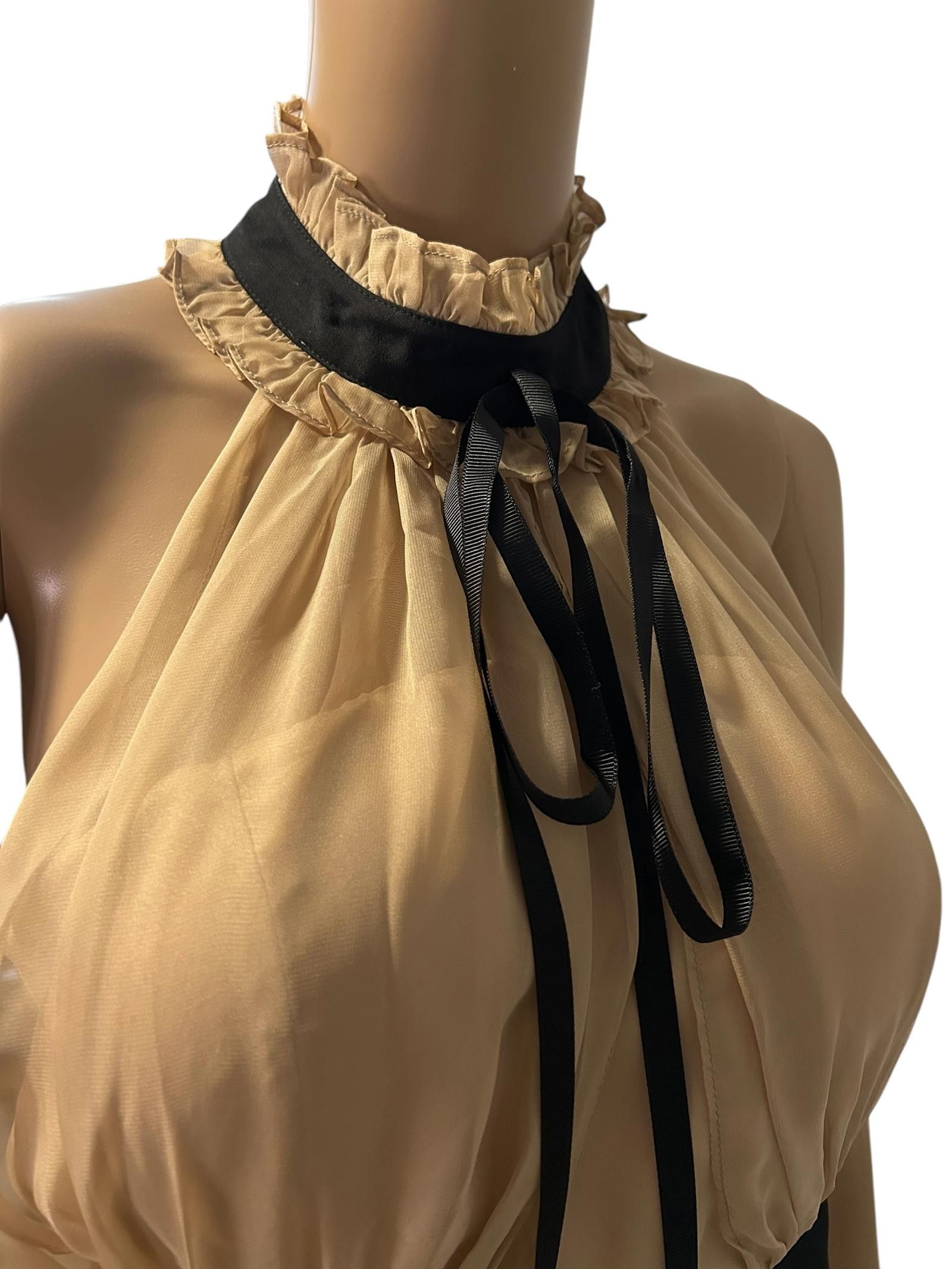 Designer Chic Ruffled Halter Neck Top - Elegant Peplum Design Size M / US 6-8 / IT 42-44 - 3 Thumbnail