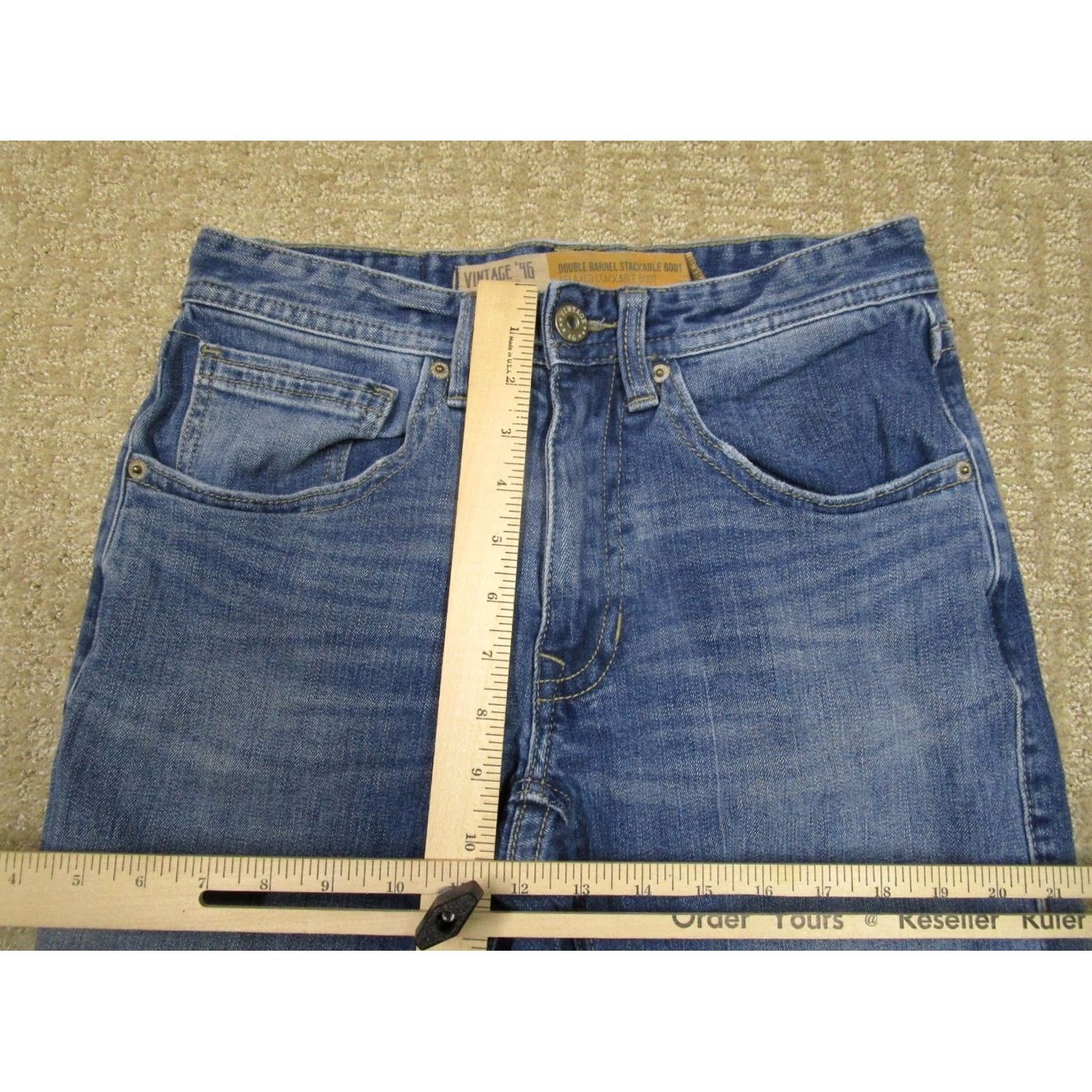 Doublet Rock & Roll Cowboy Jeans Men 28x30 Blue Bootcut Western Double Barrel Denim Distressed Logo 5-Pocket Rock & Roll Cowboy Mens Jeans Size US 28 / EU 44 - 6 Thumbnail