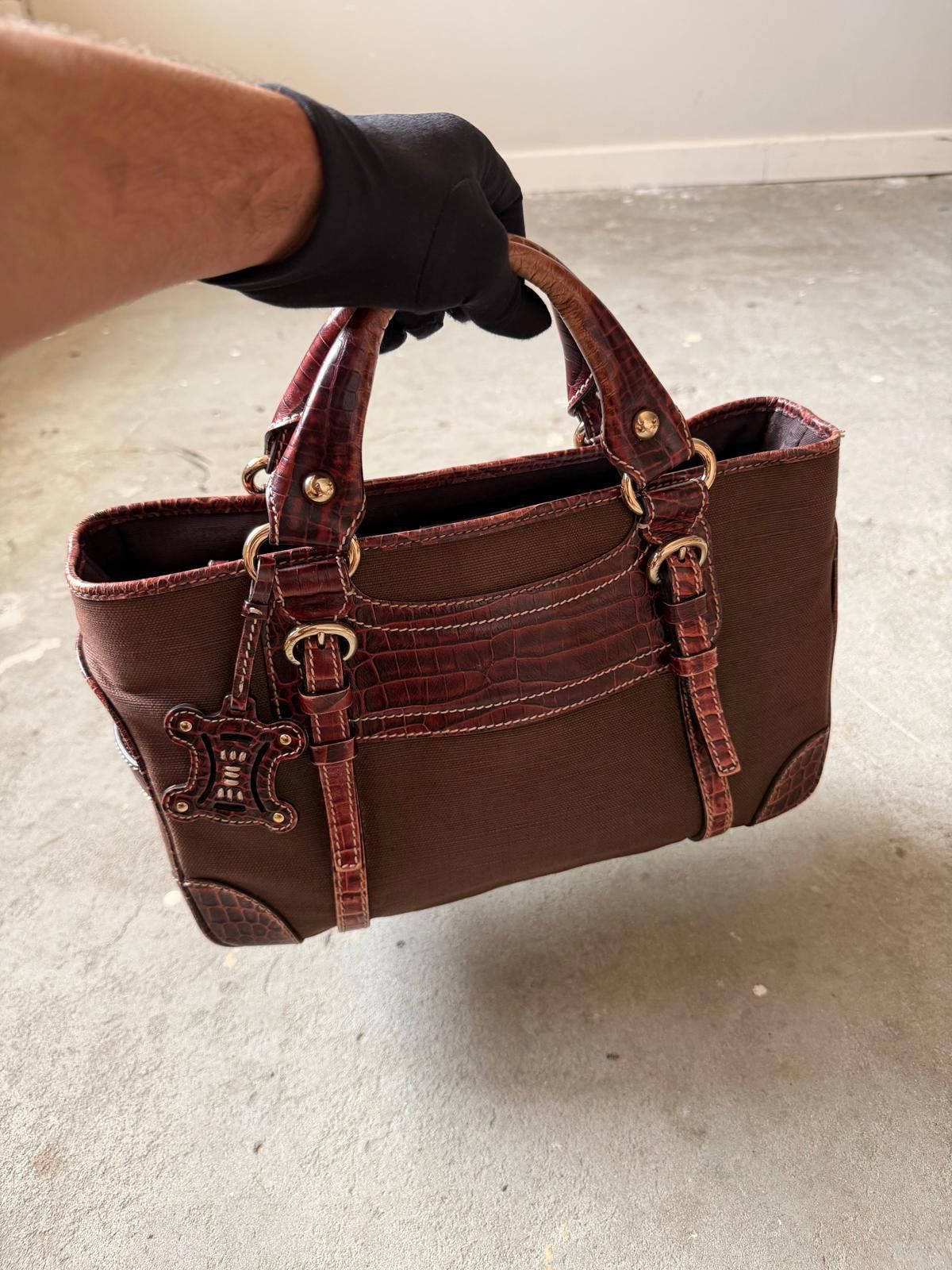 Celine Celine Boogie Charm Embossed Canvas Shoulder Bag Brown Size ONE SIZE - 5 Thumbnail