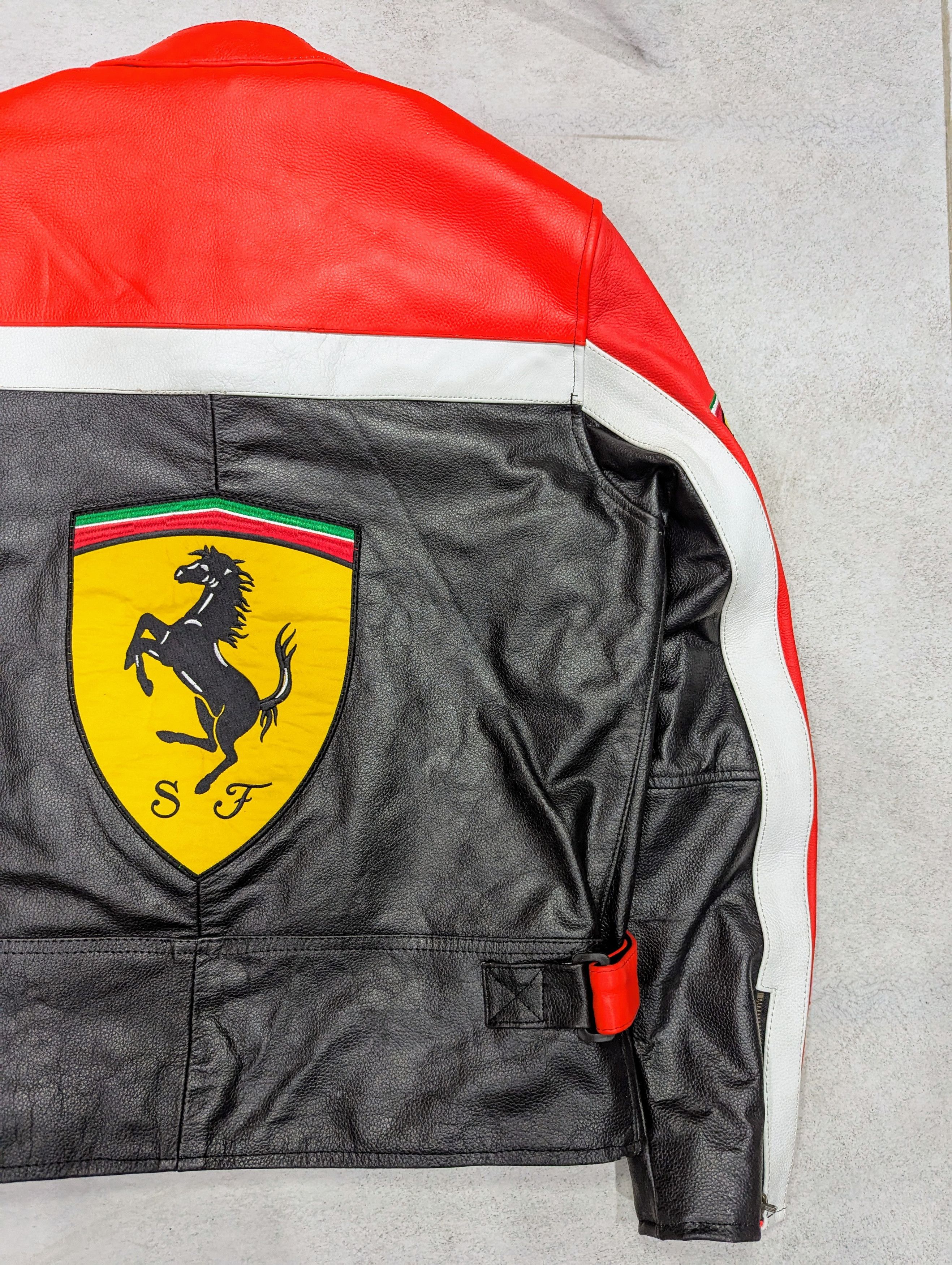 Vintage 🔥 FERRARI 🔥 90s RACING LEATHER JACKET STREETWEAR Size US XL / EU 56 / 4 - 8 Thumbnail