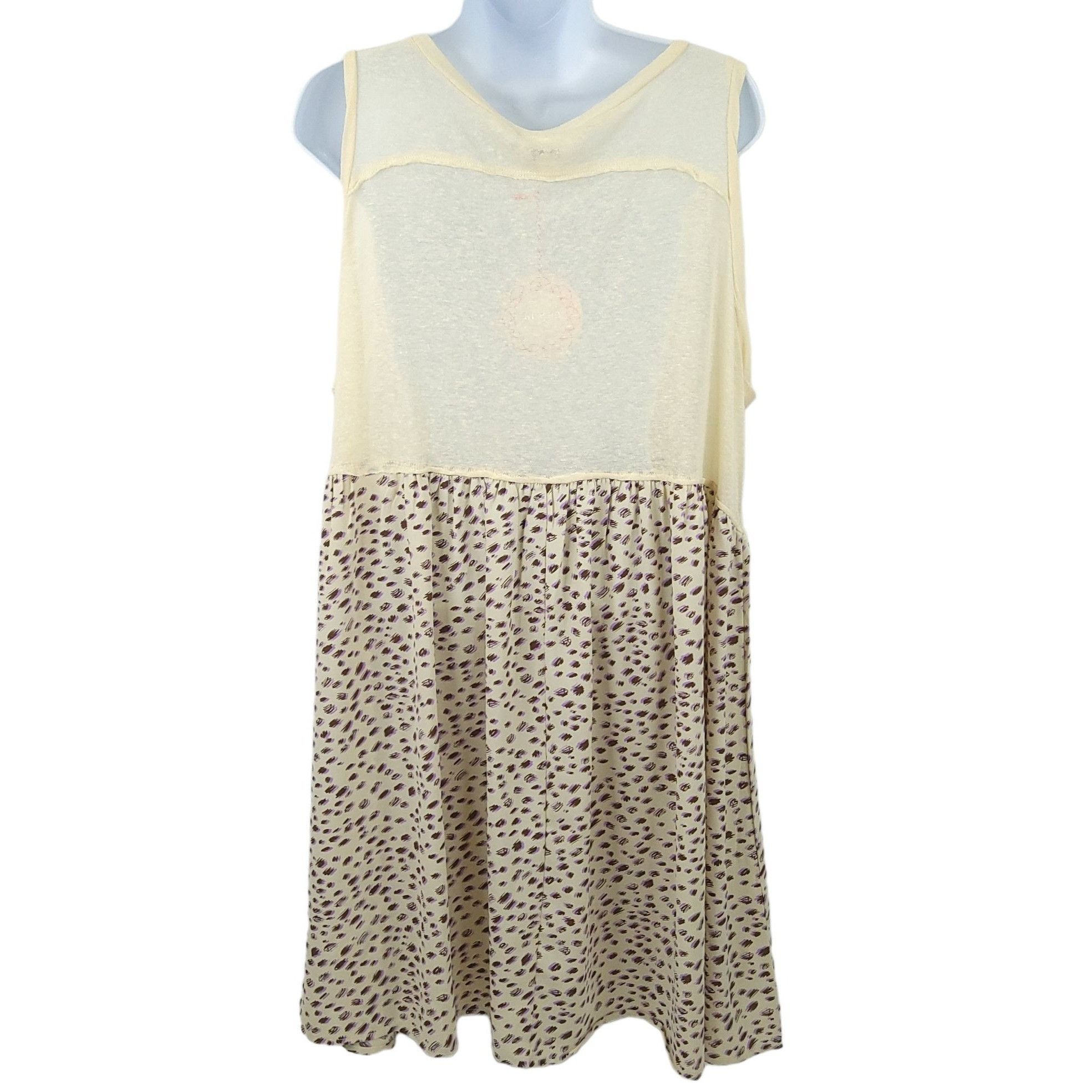 Other Umgee Boho Dress L Cream Sleeveless Leopard Print Animal Mix Size L / US 10 / IT 46 - 2 Thumbnail