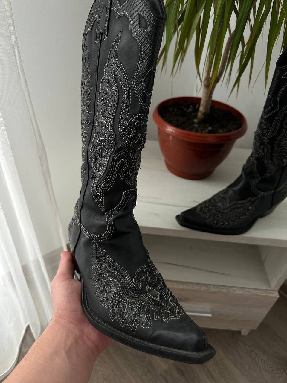 Cowboy Equipment × Vintage Vintage Cowboy Western Black Boots Size US 7 / IT 37 - 6 Thumbnail
