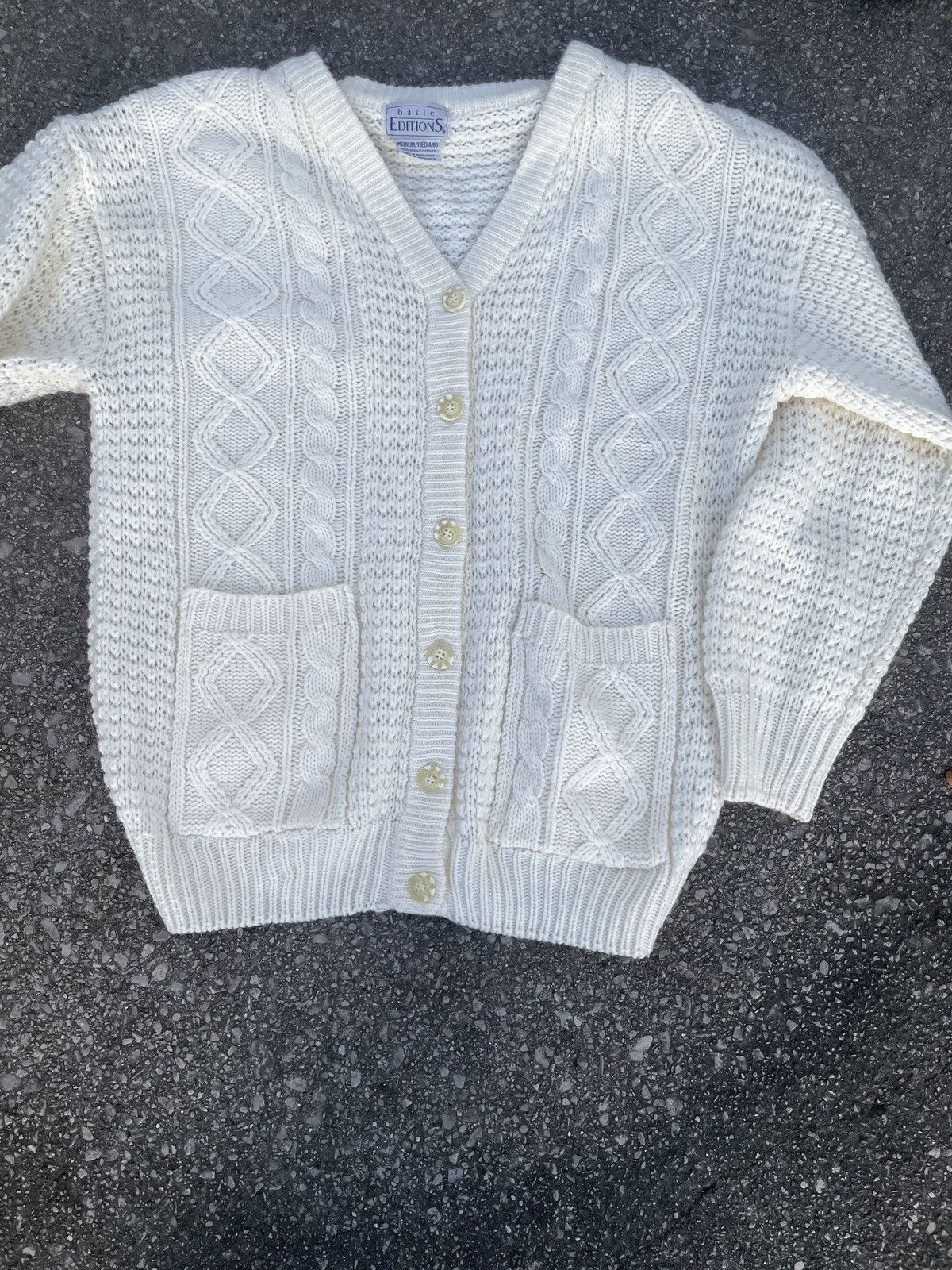 image of Basic Editions x Made In USA Vintage Cream Boxy Cardigan, Men's (Size Medium)