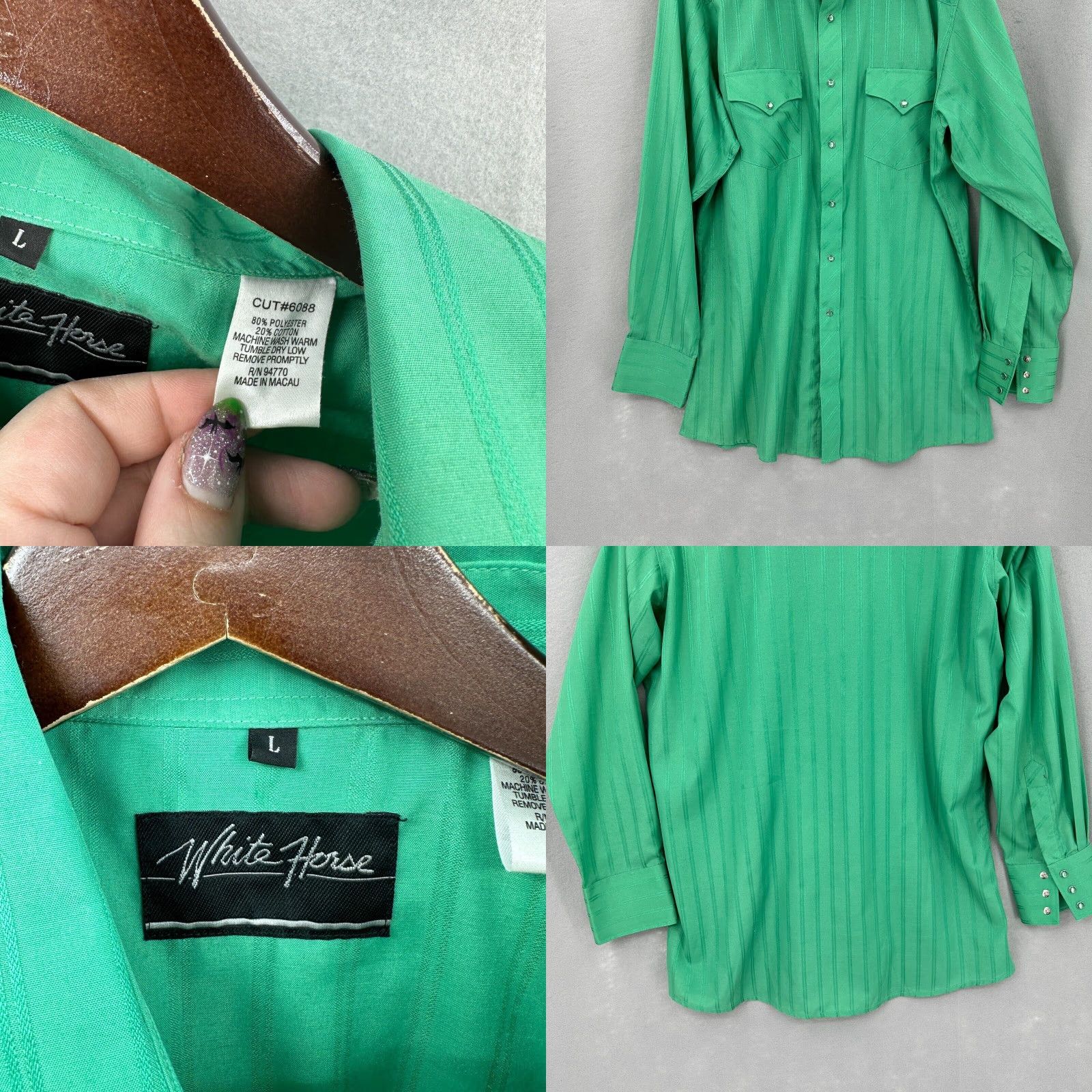 Vintage VINTAGE White Horse Shirt Mens L Striped 90s Y2K Western read Size US L / EU 52-54 / 3 - 8 Thumbnail