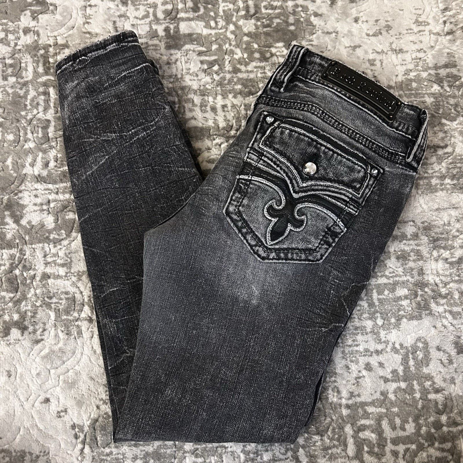 Rock Revival Rock Revival Celinda Skinny Low Rise Black Denim Sz 31 Size 31" - 10 Thumbnail