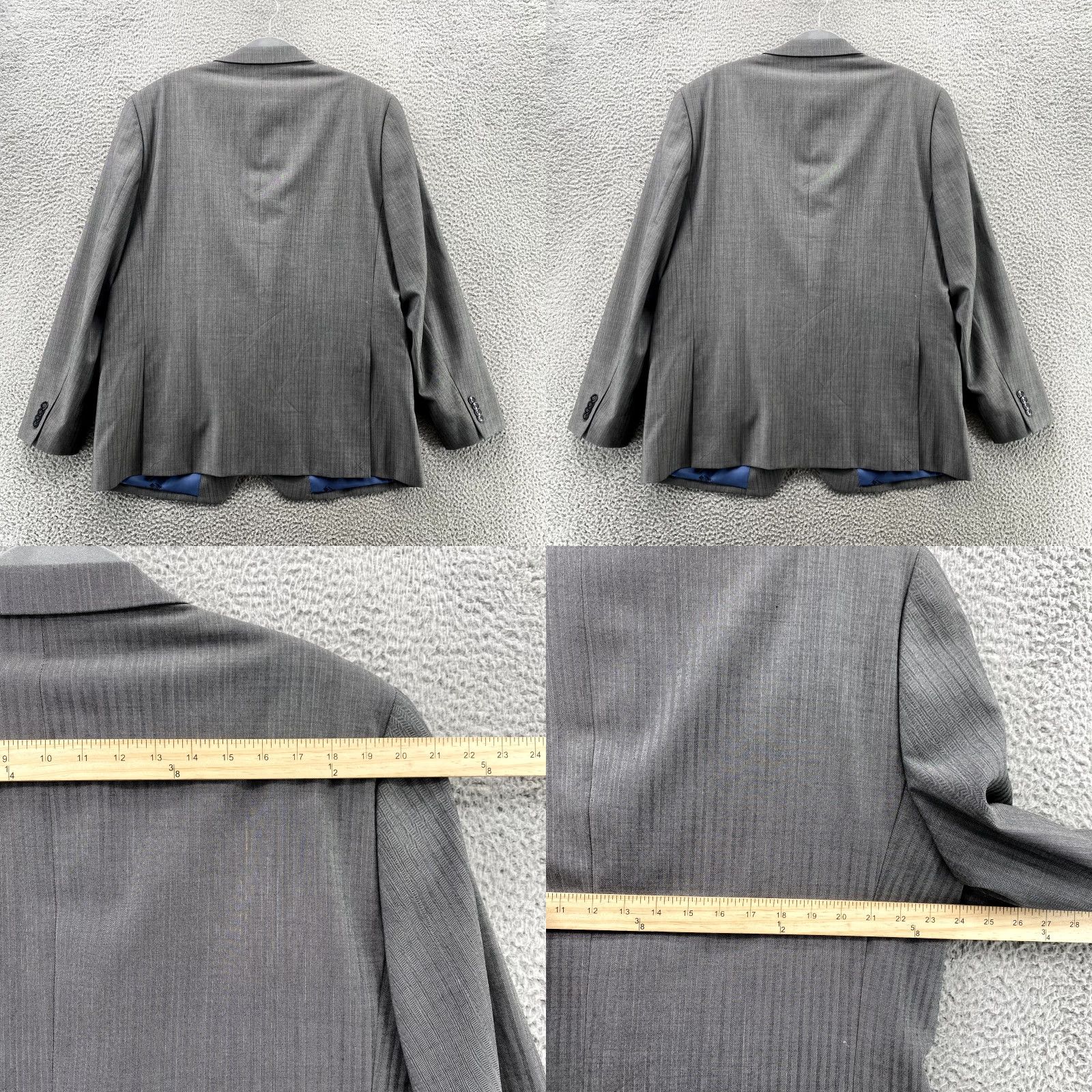 Vince Camuto Vince Camuto Blazer Jacket Adult 48L Gray Striped Wool Slim Fit Formal Mens Size 48R - 8 Thumbnail