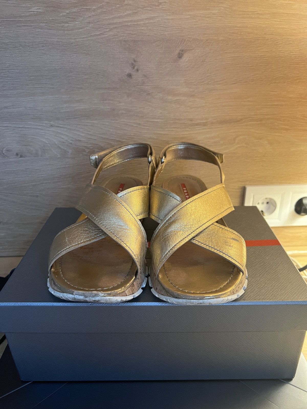 Prada Prada sandals gold shoes Size US 10.5 / IT 40.5 - 2 Thumbnail