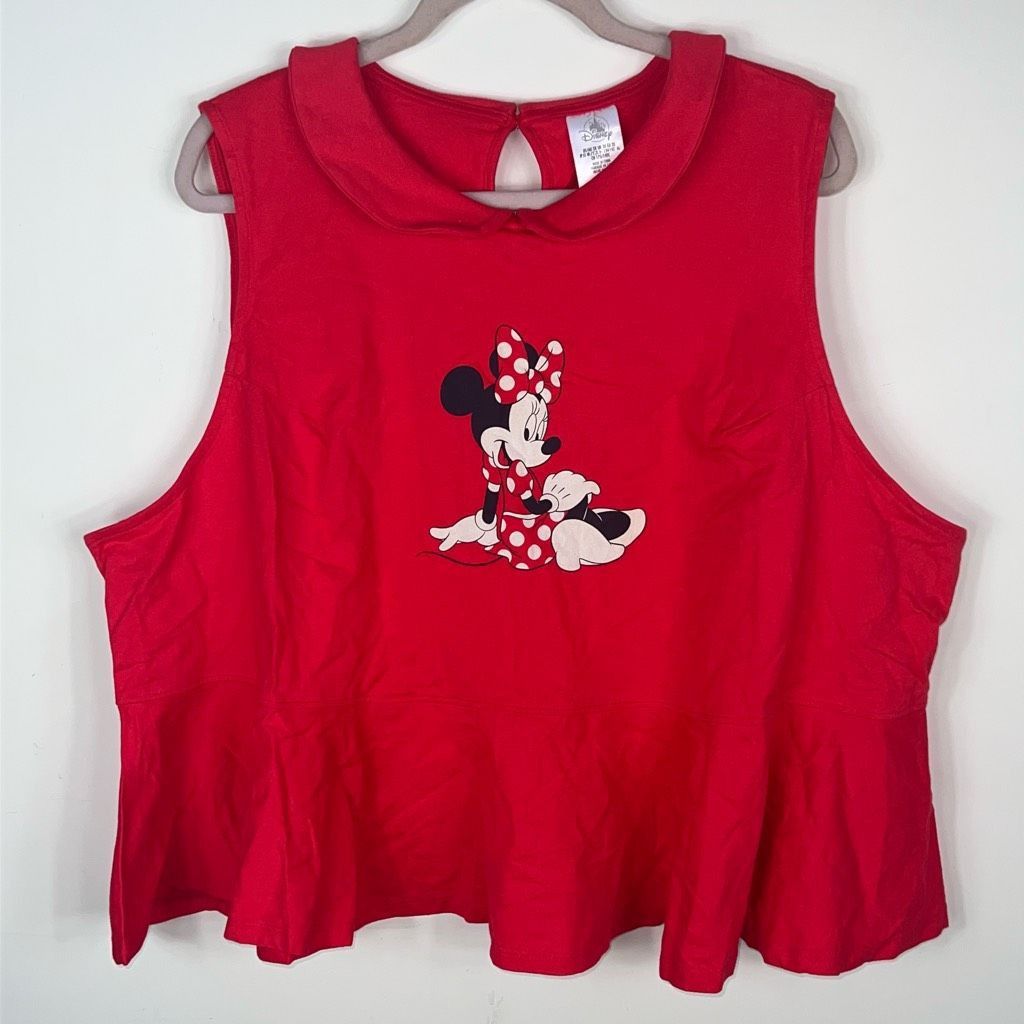 Disney Disney Parks Minnie Mouse Collard Sleeveless Shirt in Red (3X) Size 3XL / US 20-22 - 1 Thumbnail