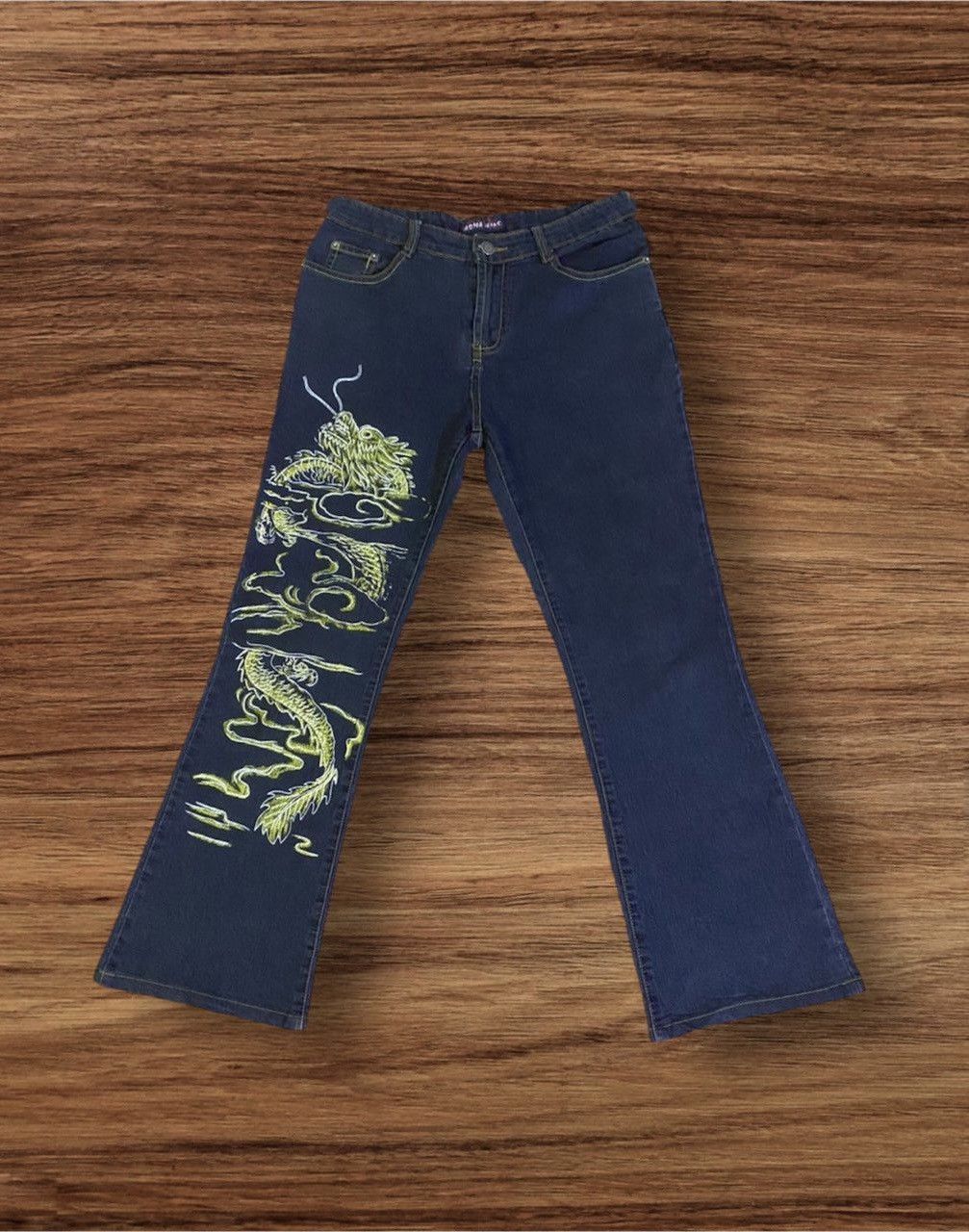 Japanese Brand 🔥FLARE🔥Japanese Brand Aoma Jeans Sukajan Dragon Style Denim Size US 29 - 1 Thumbnail