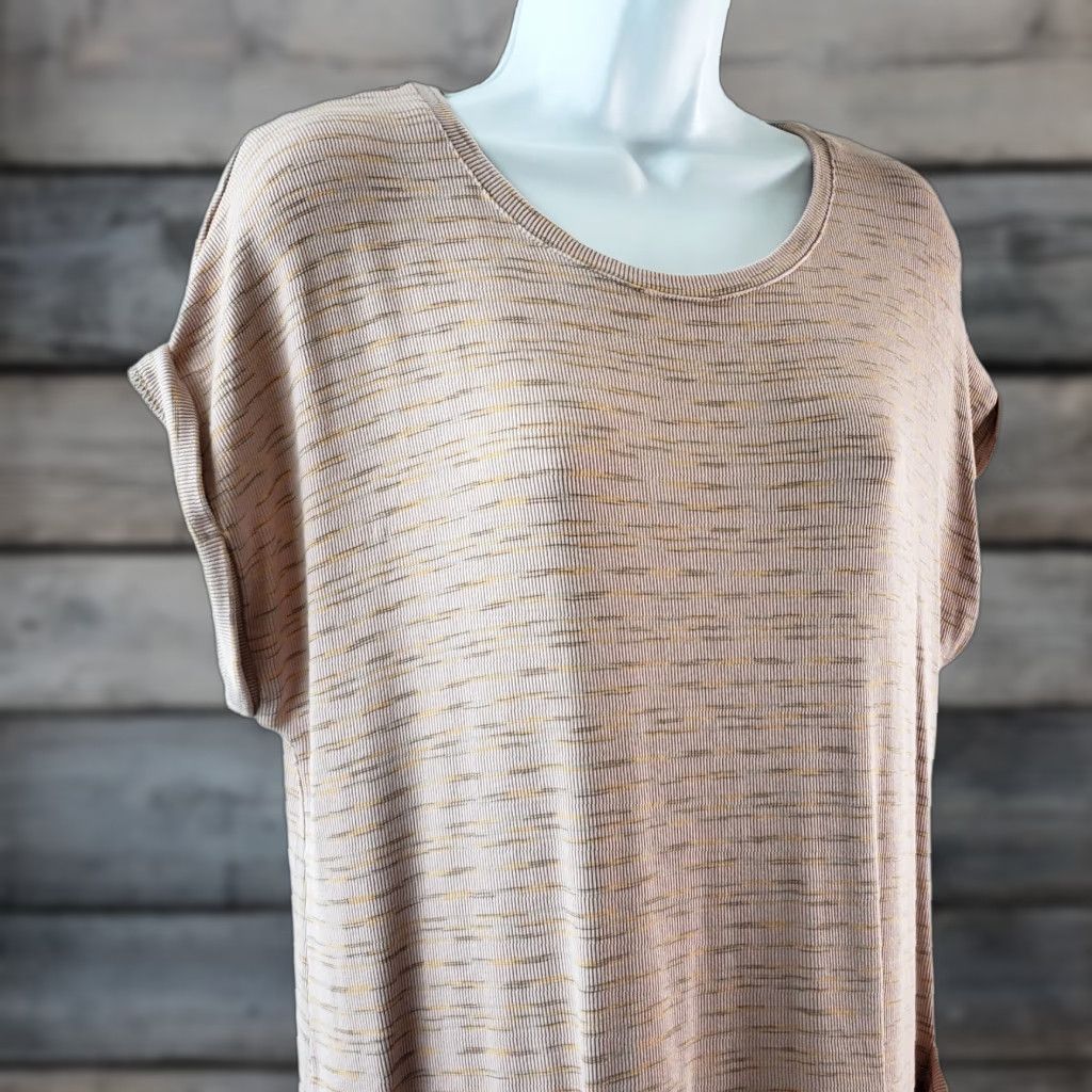 Vintage LOGO by Lori Goldstein Womens Blouse Shirt Sz M Pink Short Sleeve Ribbed Back Tunic Ladies Mens Womens Size M / US 6-8 / IT 42-44 - 1 Thumbnail