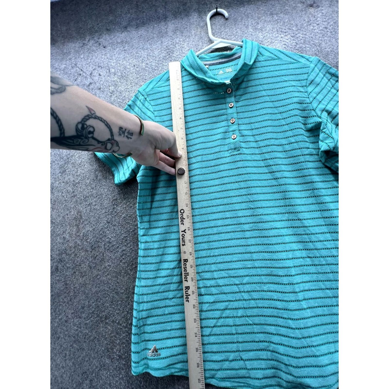 Adidas Adidas Climacool Polo Shirt Womens XL Green Stripe Short Sleeve Knit Golf Lightweight Moisture Wicking Breathable Regular Fit Climacool Logo New Size XL / US 12-14 / IT 48-50 - 2 Thumbnail