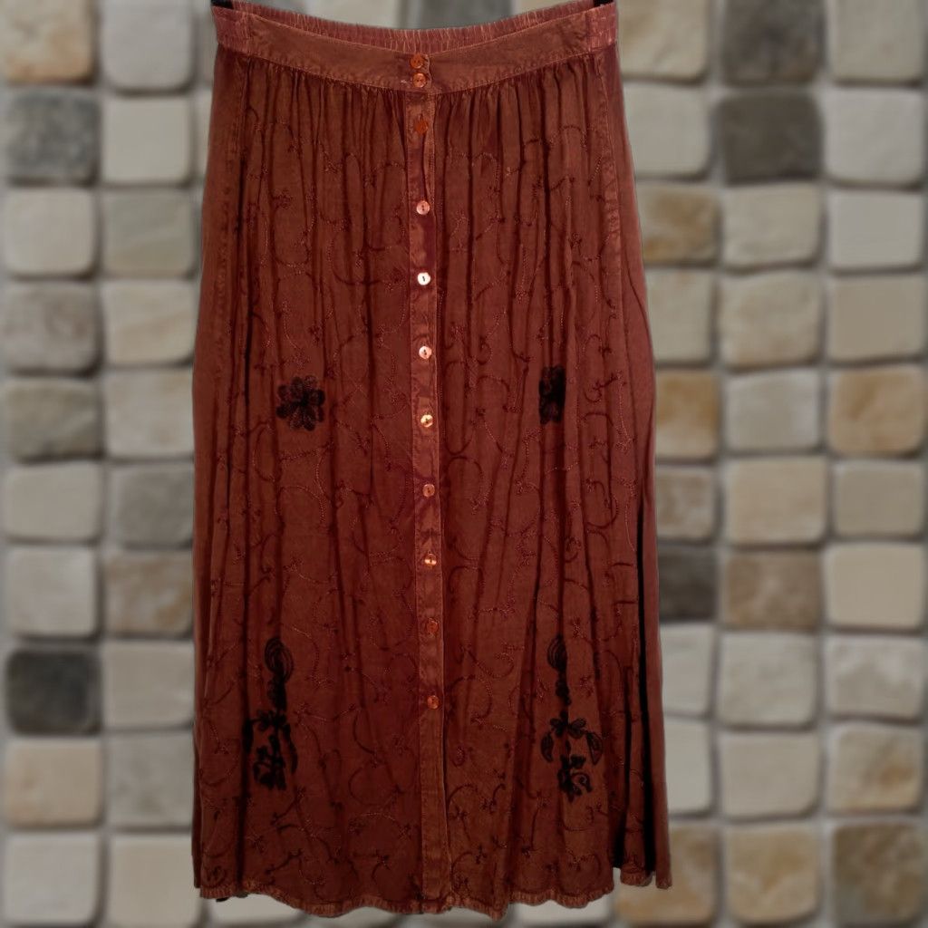 Vintage VINTAGE Speed Limit MPH Brown Maxi Skirt Small Embroidered Bohemian Hippie Whimsical Womens Size 28" / US 6 / IT 42 - 1 Thumbnail