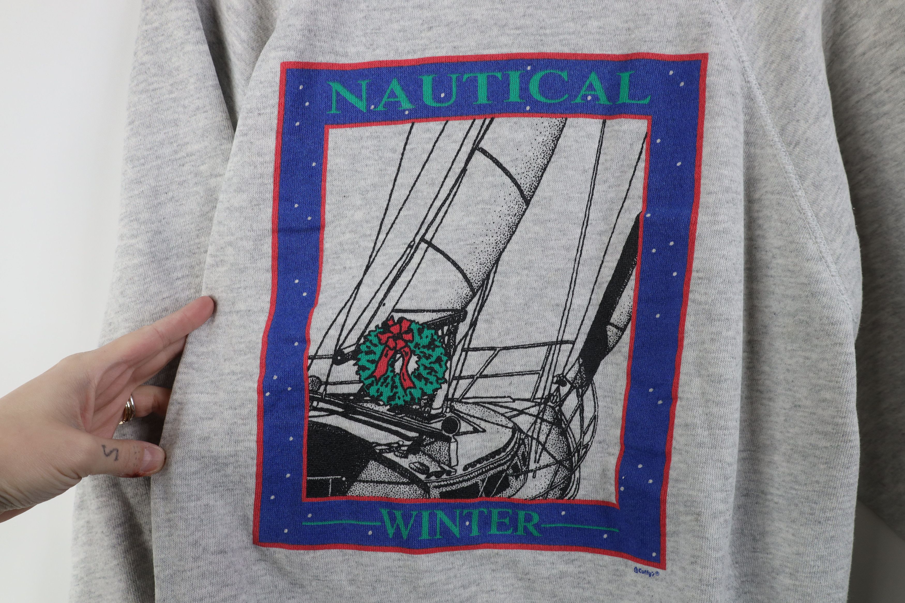 Vintage Vintage 90s Nautical Winter Christmas Boat Sweatshirt Size XL / US 12-14 / IT 48-50 - 4 Thumbnail