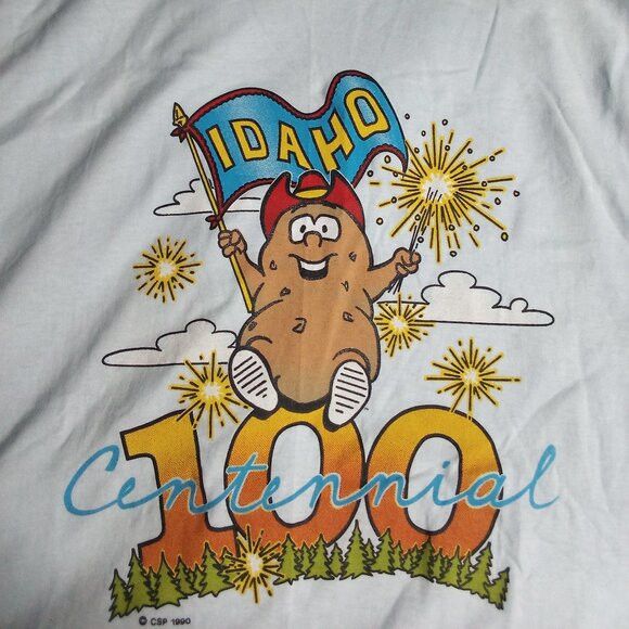 Hanes Deadstock Vintage Idaho Spud Potato Centennial T-Shirt Size US XL / EU 56 / 4 - 1 Thumbnail
