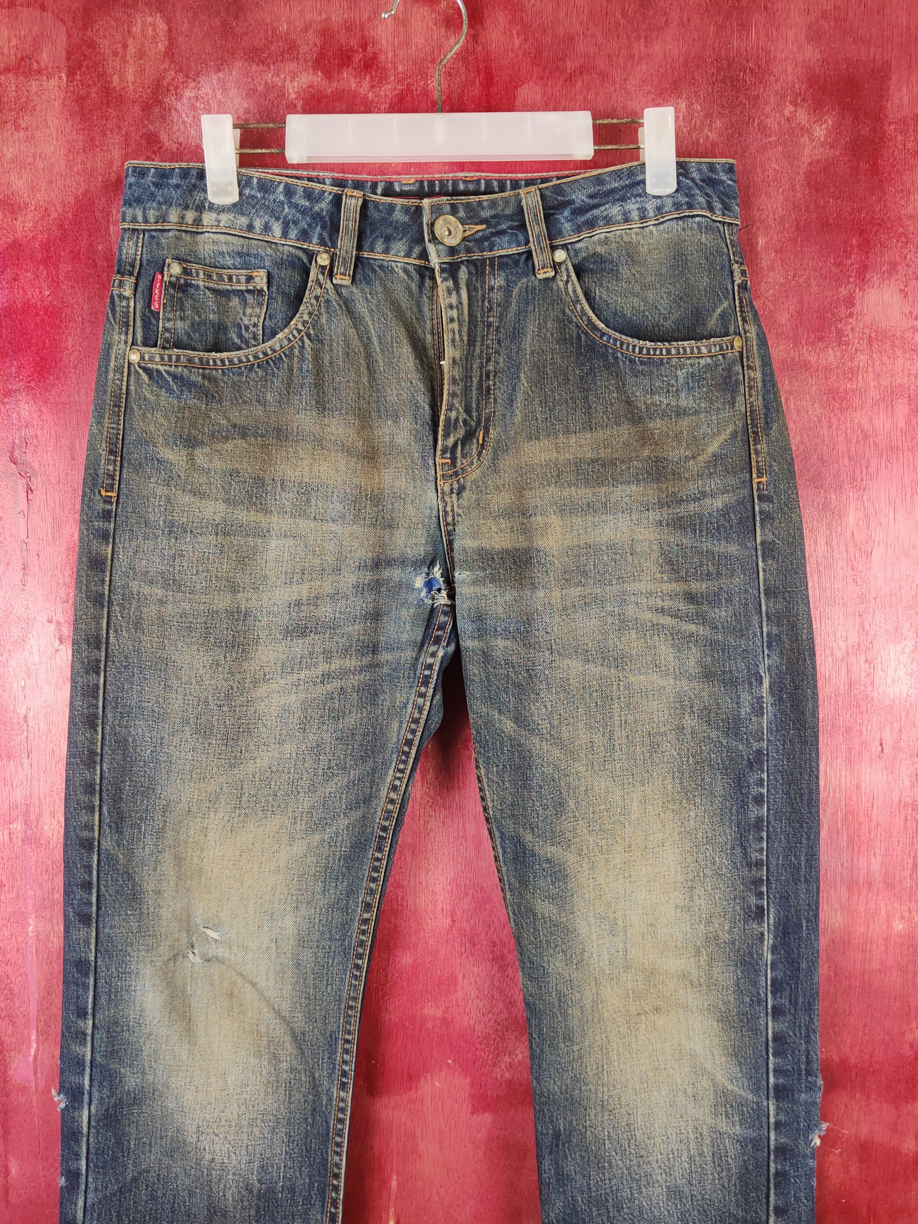 Japanese Brand Tykes Dark Blue Faded Distressed Ripped Jeans #S2141 Size US 32 / EU 48 - 2 Thumbnail