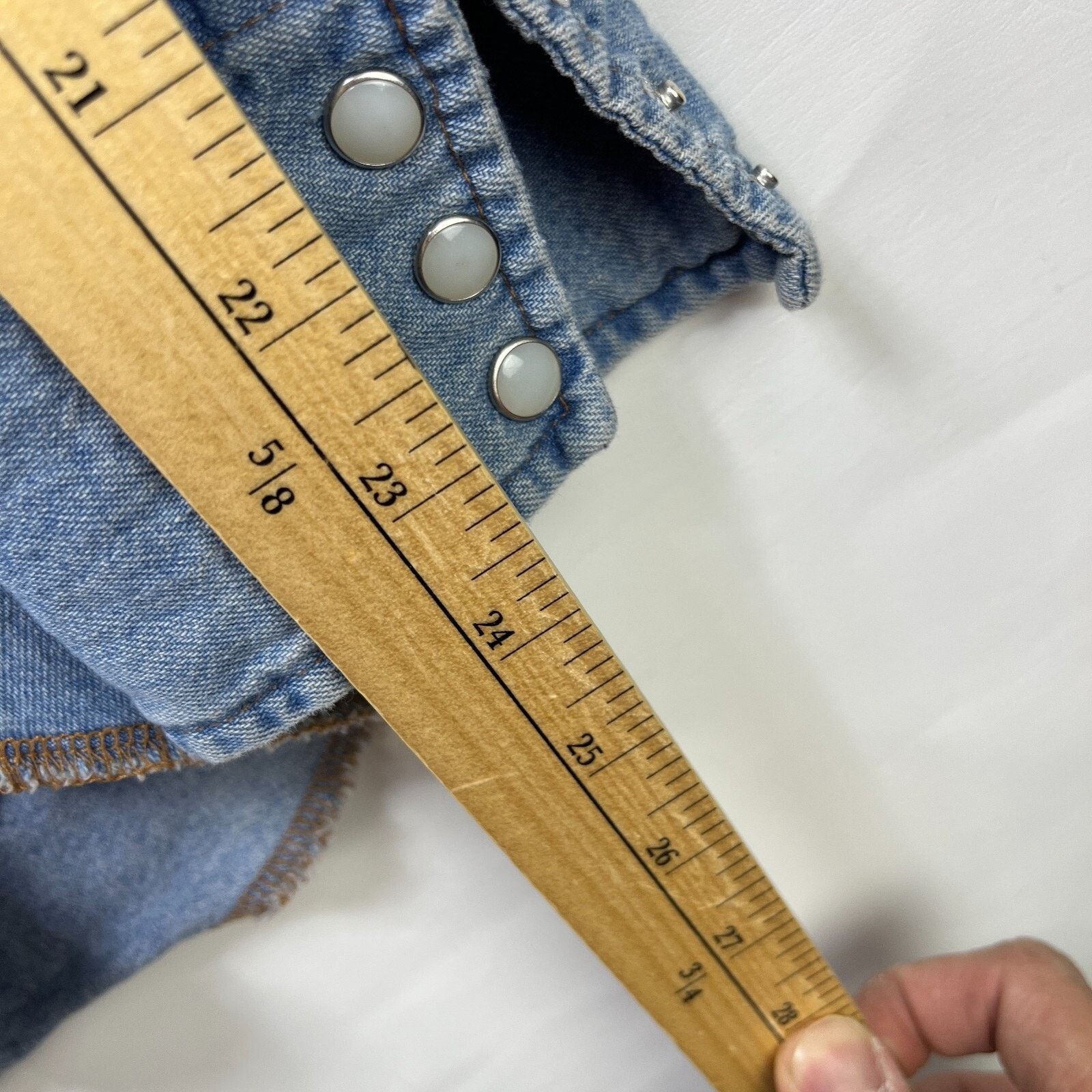 Vintage × Wrangler Vintage 90s Wrangler Pearl Snap Button Long Denim Large Size US L / EU 52-54 / 3 - 10 Thumbnail
