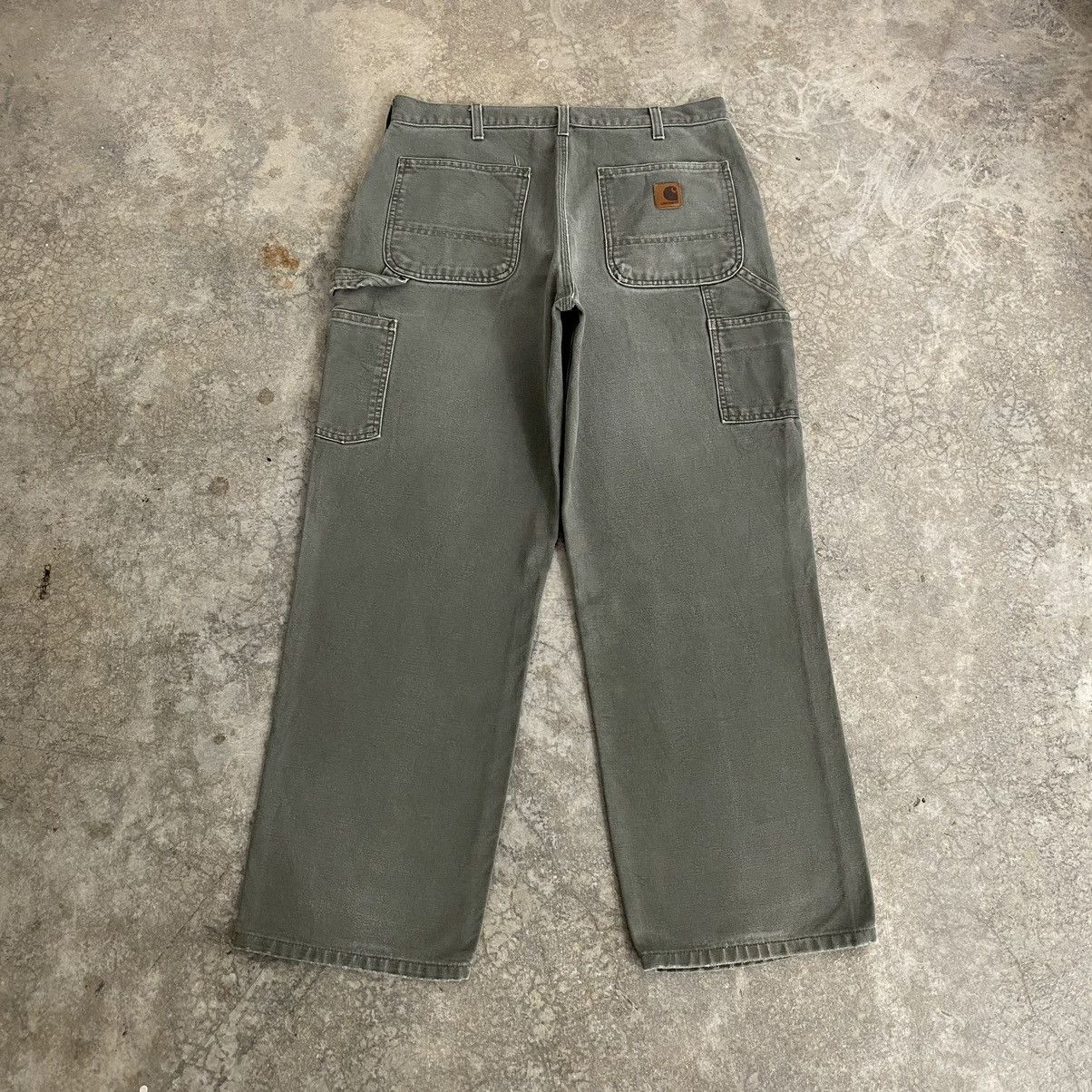 Carhartt Vintage Carhartt Faded Moss Green Carpenter Work Pants Size US 33 - 14 Thumbnail
