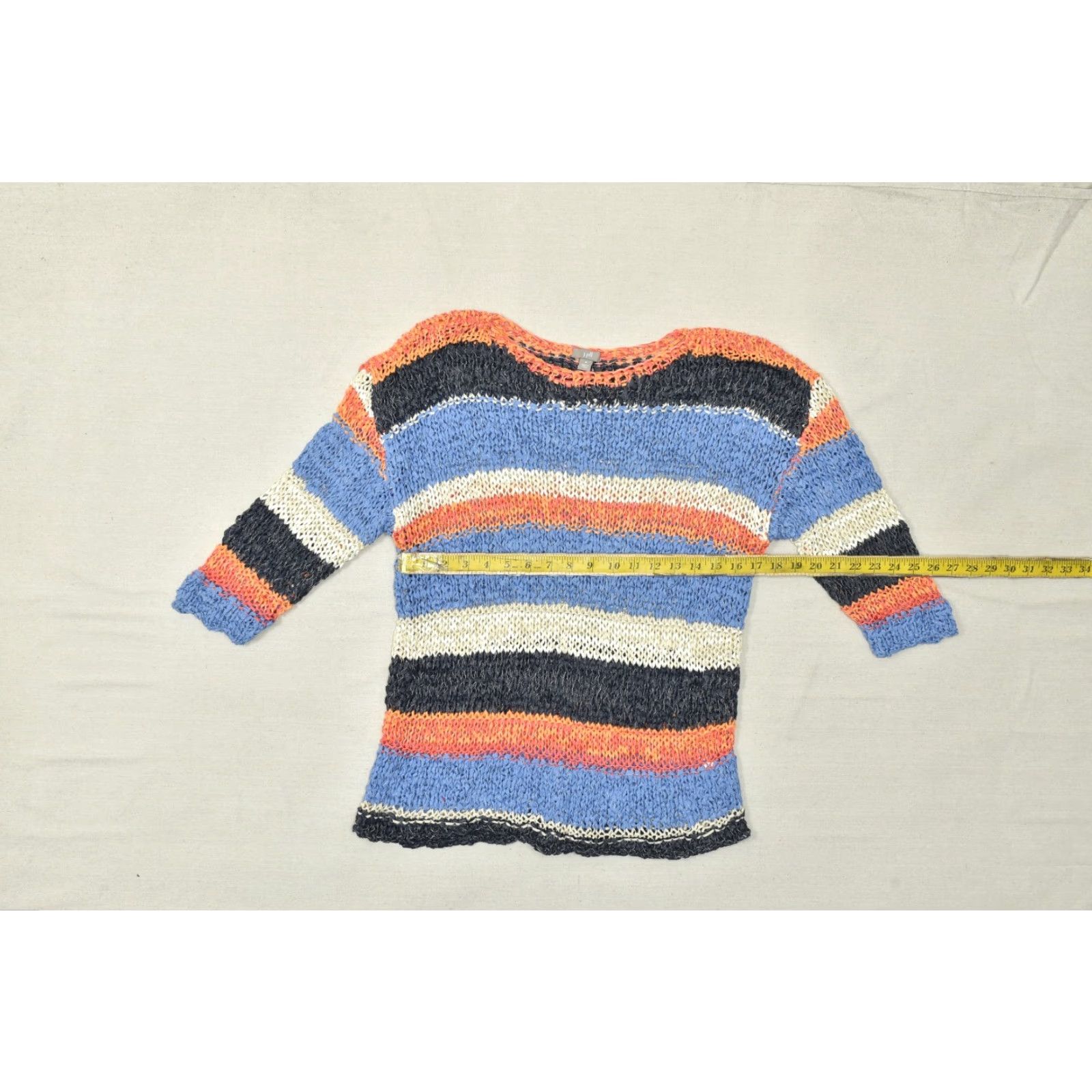J. Jill J. Jill Sweater Striped Knit 3/4 Sleeve Multicolor Cotton Womens Size M Pullover Autumn Winter Spring Size M / US 6-8 / IT 42-44 - 4 Thumbnail