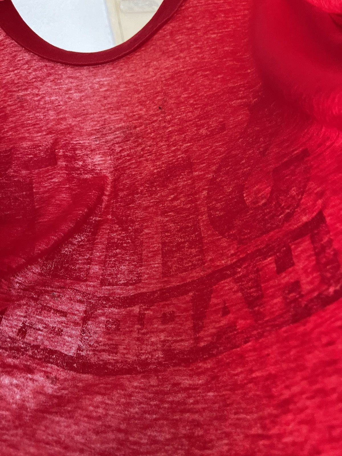 Vintage Vintage 1980s Shit Happens Faded Red Tee Size US L / EU 52-54 / 3 - 6 Thumbnail