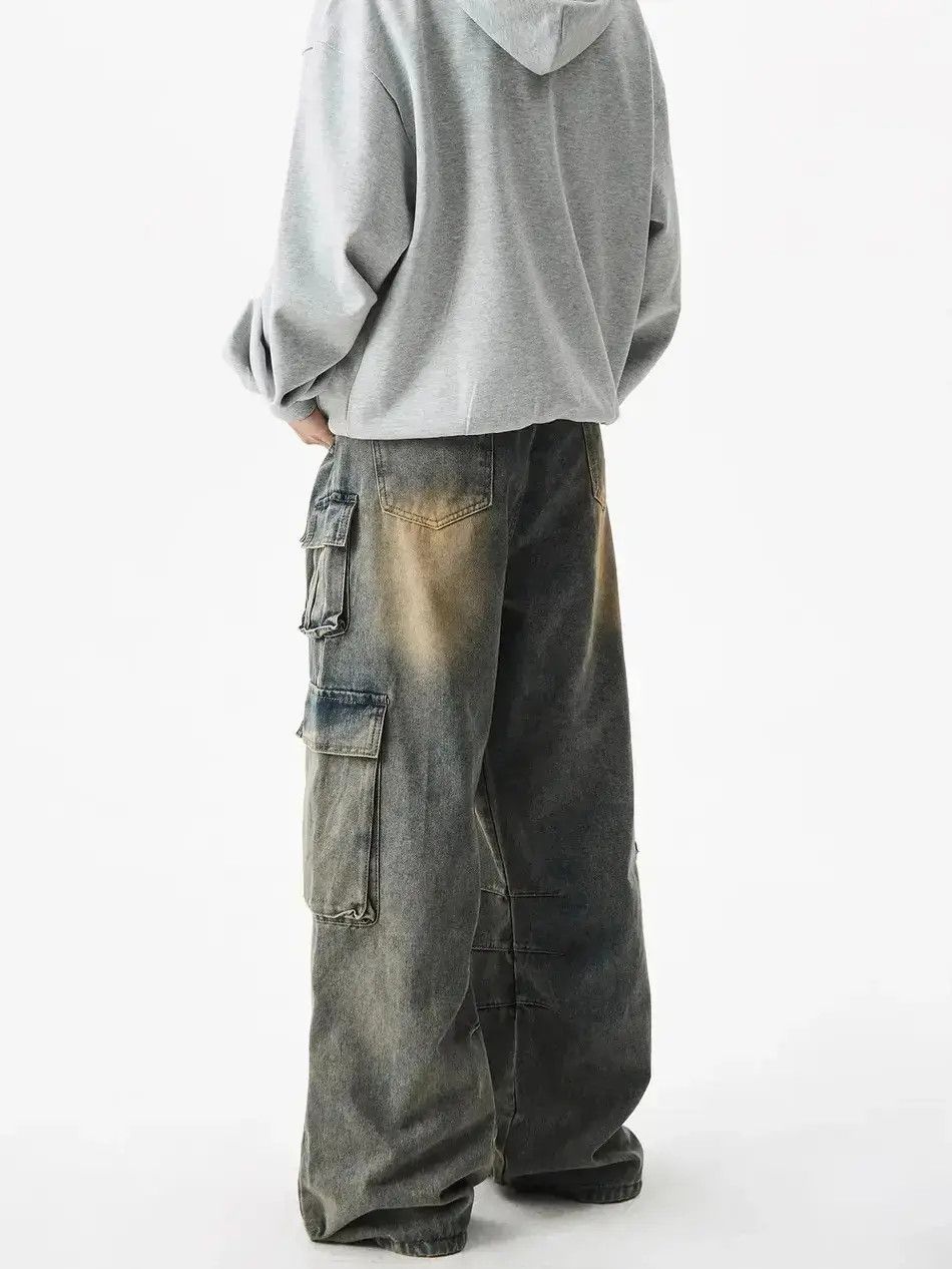 Japanese Brand Yellow mud dyed multi pocket workwear jeans Size US 32 / EU 48 - 5 Thumbnail