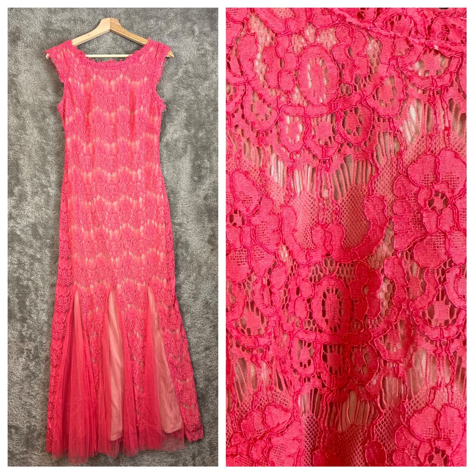 Other Betsy Adam Lace Formal Maxi Mermaid Gown Dress 4 S Pink Size S / US 4 / IT 40 - 1 Thumbnail