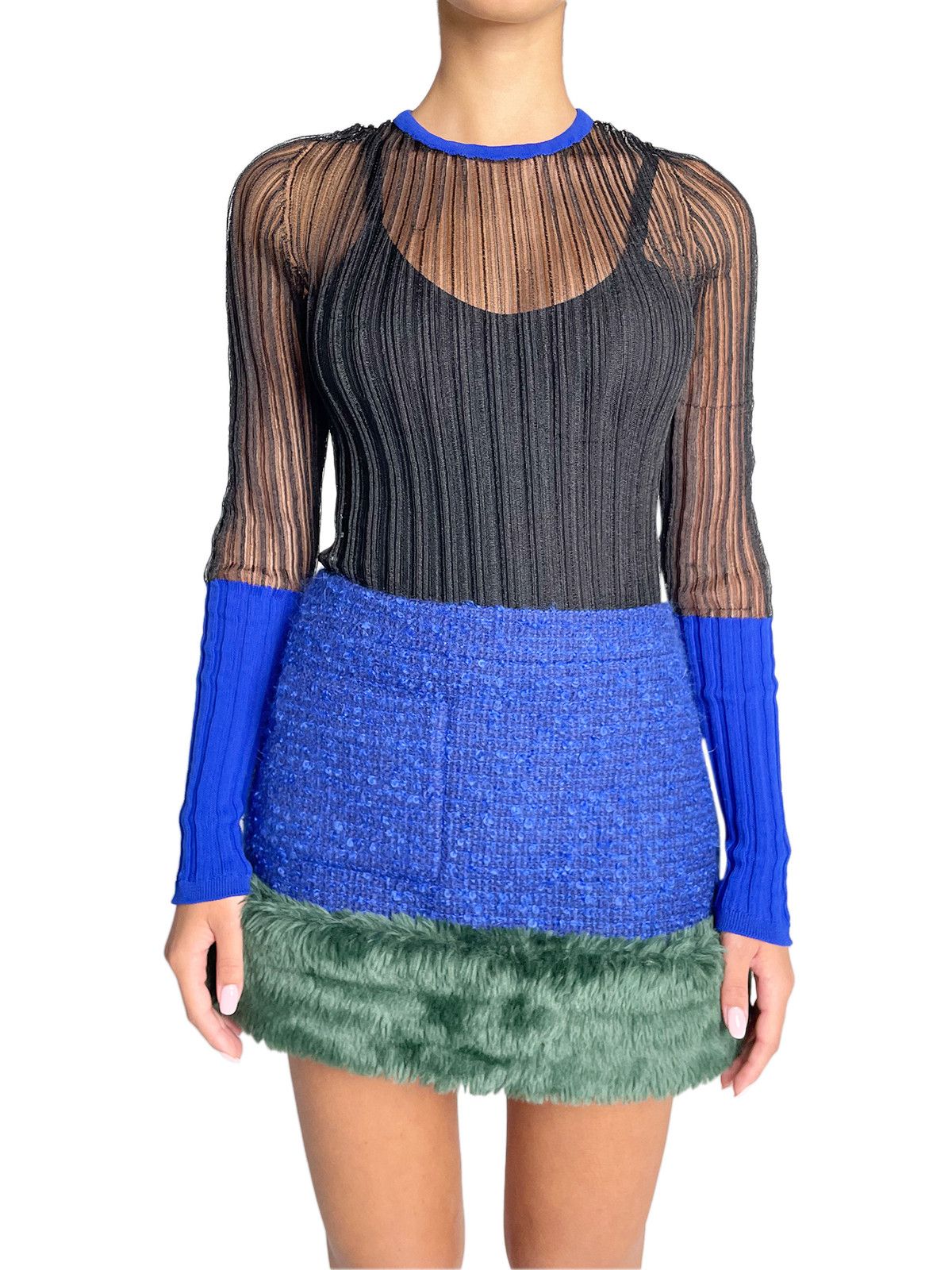 Saint Laurent Paris o1y0126 Mini Skirt in Blue/Green Size 28" / US 6 / IT 42 - 5 Thumbnail