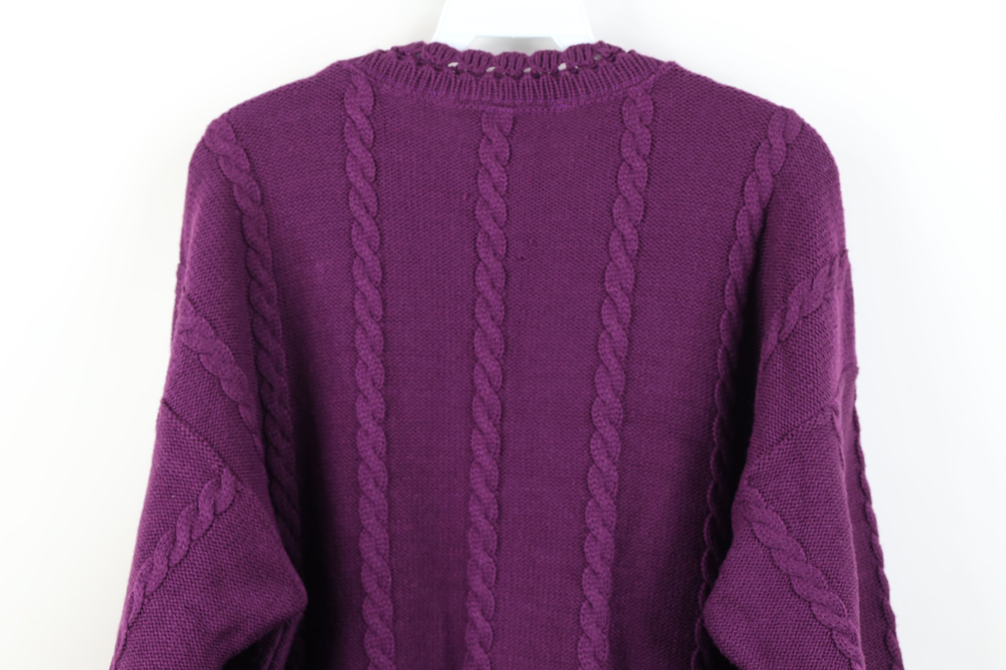 Vintage Vintage 90s Streetwear Cable Crewneck Sweater Purple USA Size XL / US 12-14 / IT 48-50 - 9 Thumbnail