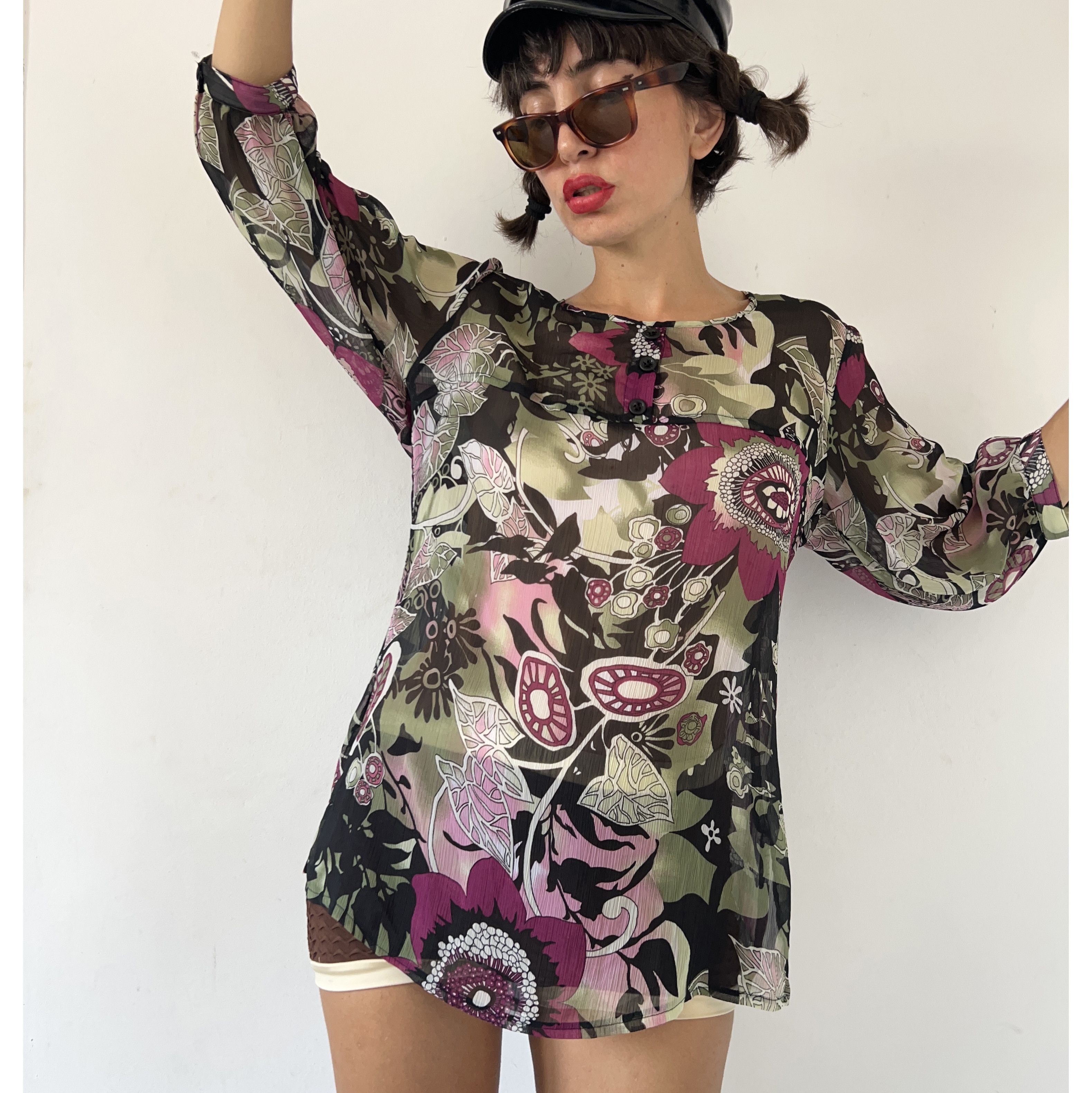 Vintage Vintage semi sheer boho floral blouse Size XL / US 12-14 / IT 48-50 - 1 Thumbnail