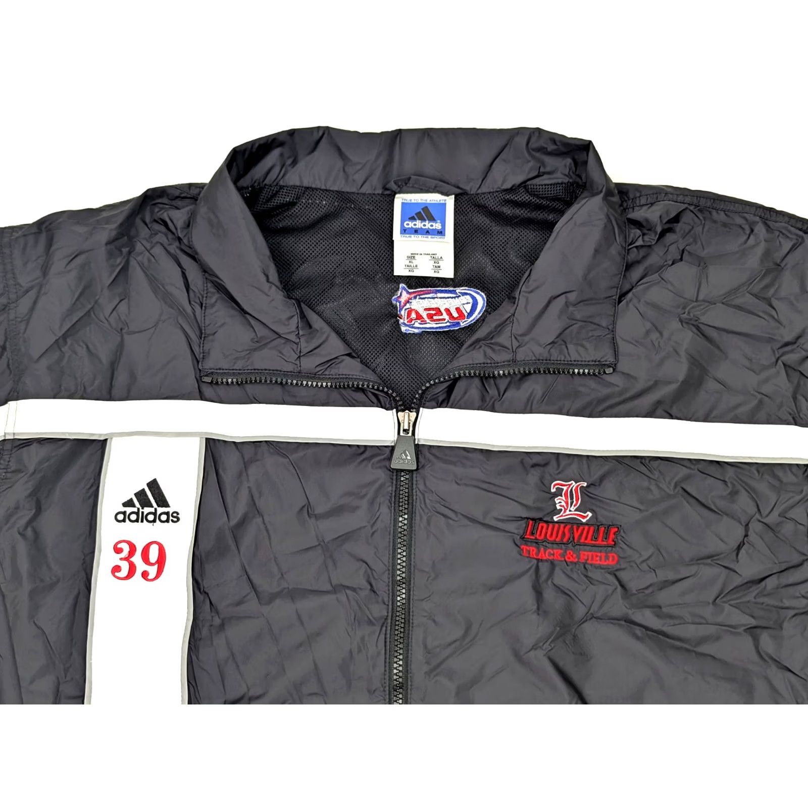 Adidas VINTAGE Adidas Team Windbreaker Track Jacket Men XL Black Embroidery Louisville Cardinals Track and Field Size US L / EU 52-54 / 3 - 2 Thumbnail