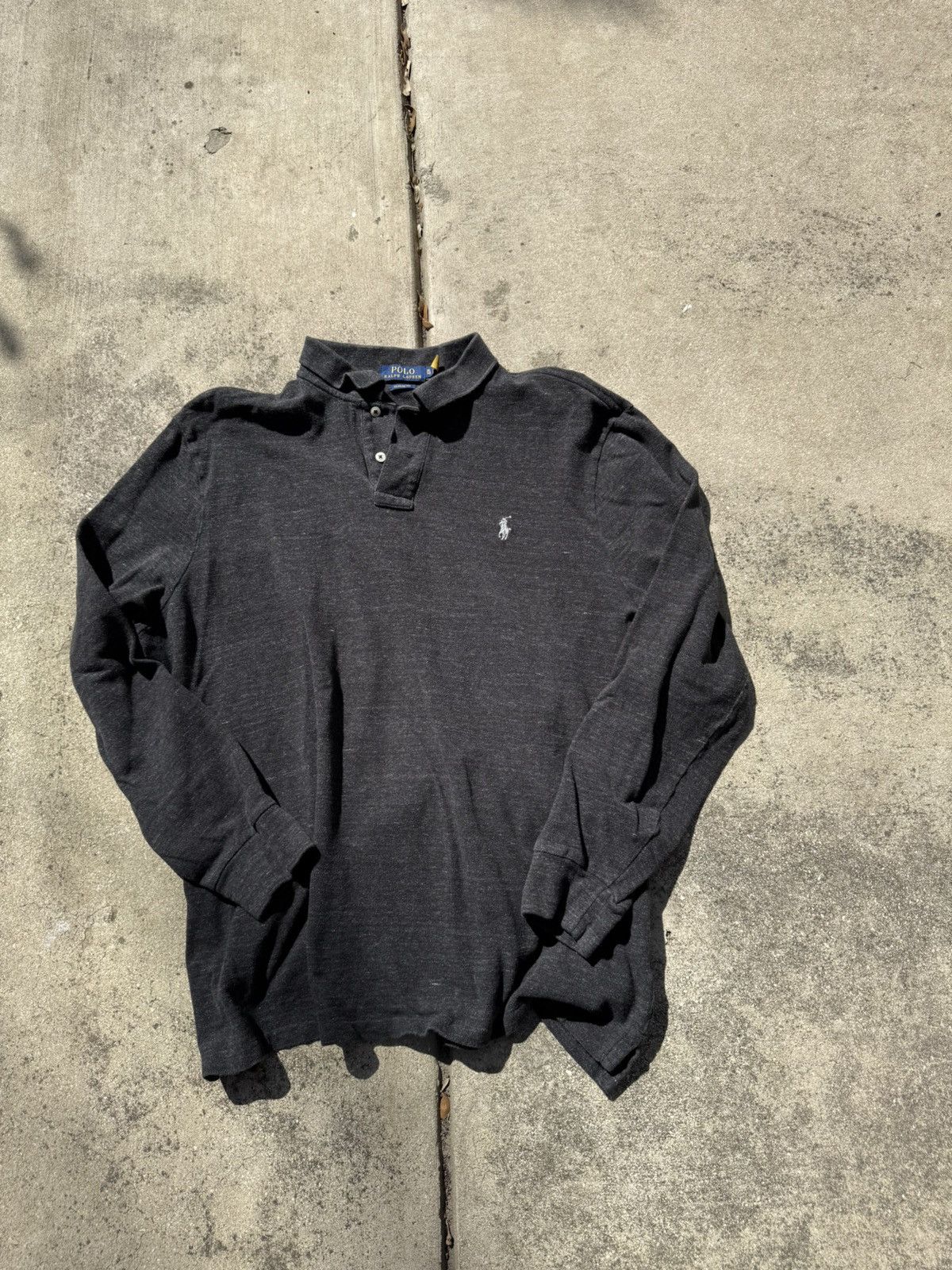 Polo Ralph Lauren × Vintage Vintage Polo Ralph Lauren Long sleeve gray Polo Shirt Size US XL / EU 56 / 4 - 1 Thumbnail