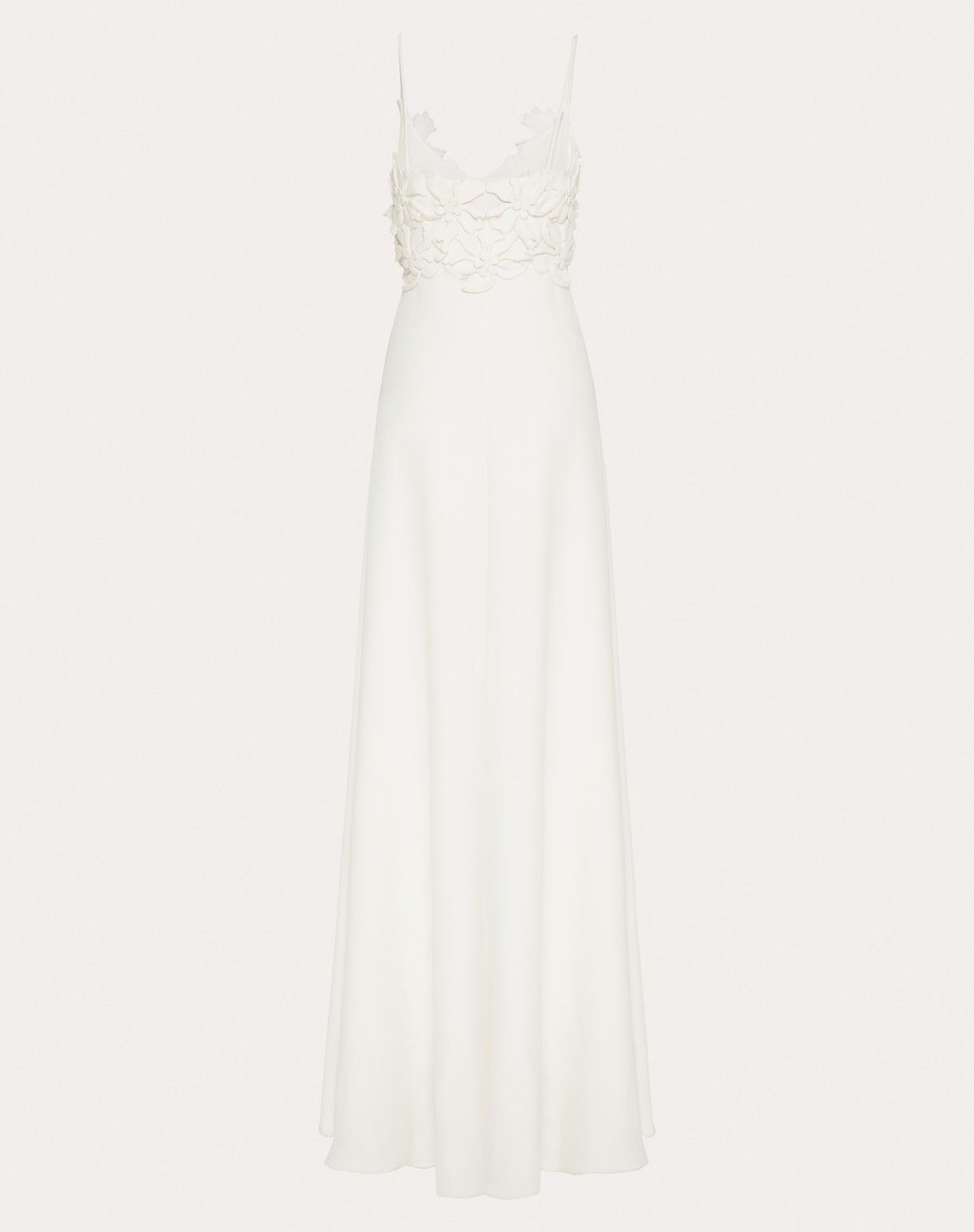 Valentino o1s1wg110525 Embroidered Cady Couture Gown in White Size M / US 6-8 / IT 42-44 - 2 Thumbnail