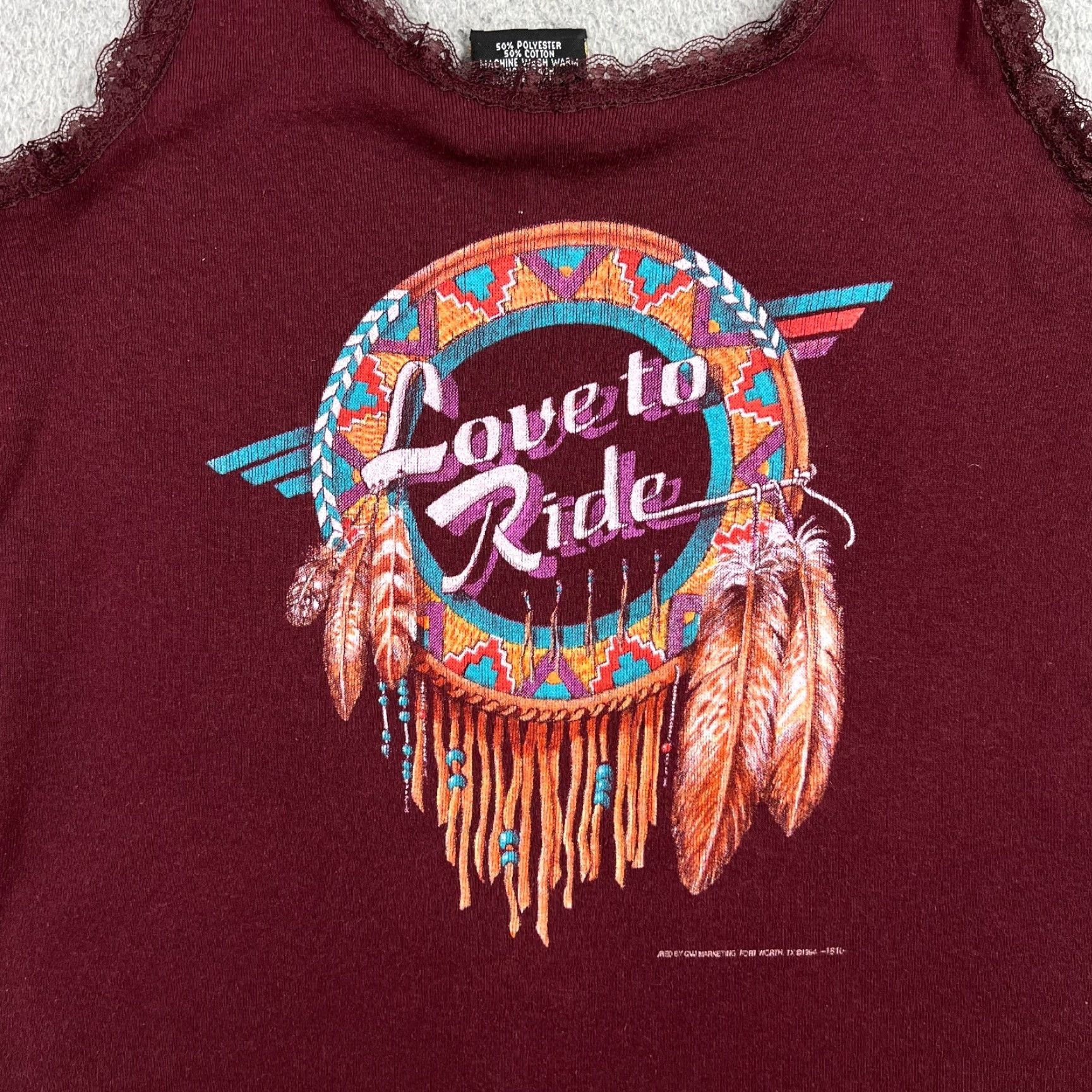 Native Vintage 3D Emblem Tank Top Biker Chick Native Aztec 90s Maroon Size XL Size XL / US 12-14 / IT 48-50 - 2 Thumbnail