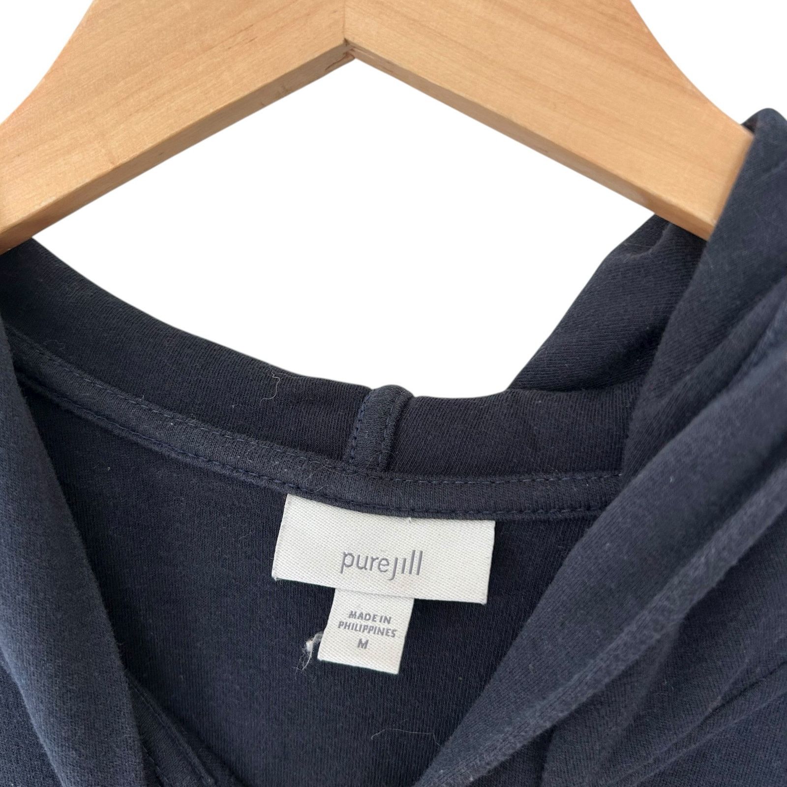 Other J. Jill Pure Jill Navy Blue Popover Hooded Shirt Sz M Size M / US 6-8 / IT 42-44 - 2 Thumbnail