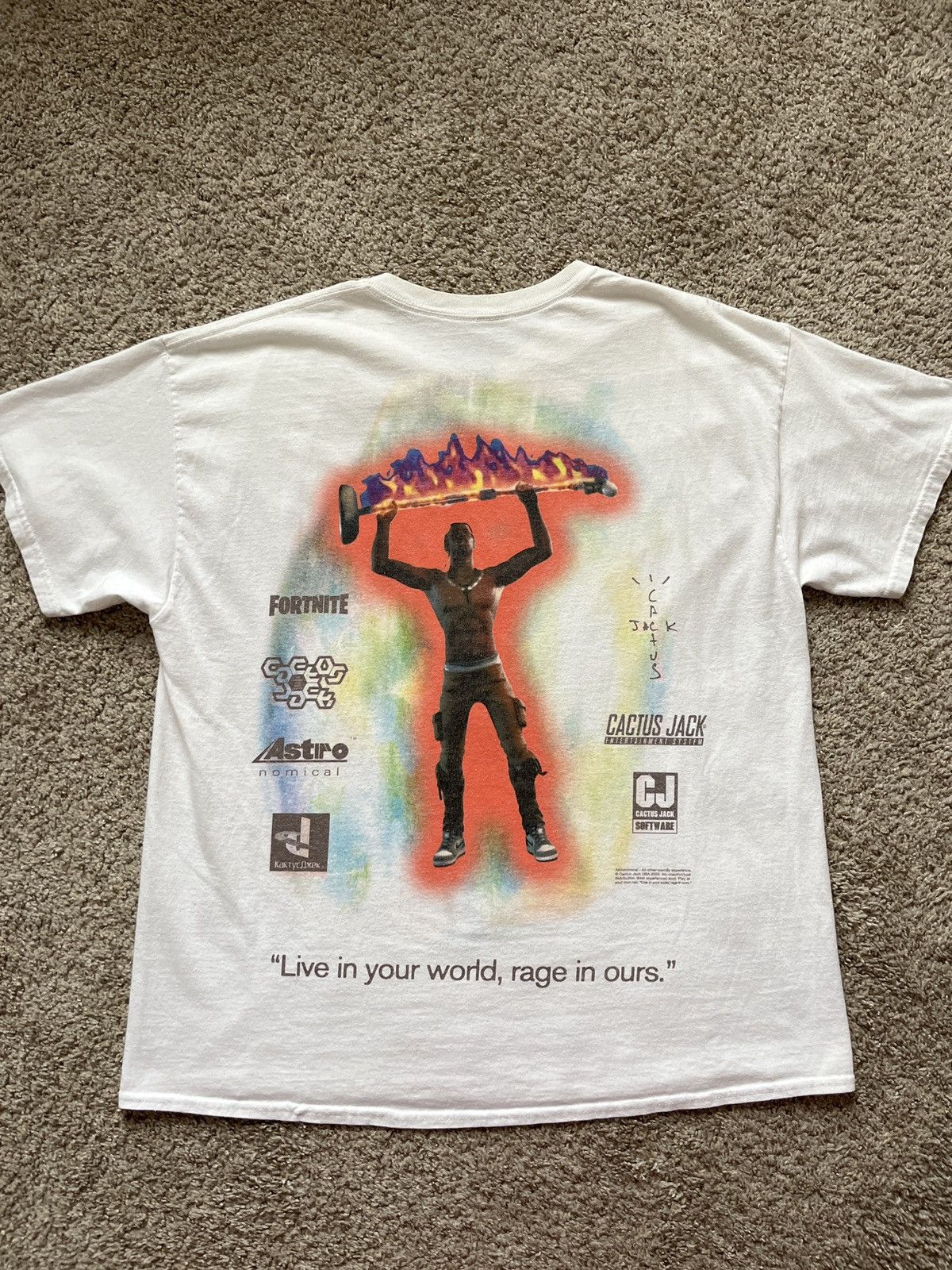 Travis Scott Travis Scott Fortnite Washed White Rage Emote T-Shirt Size US L / EU 52-54 / 3 - 6 Thumbnail