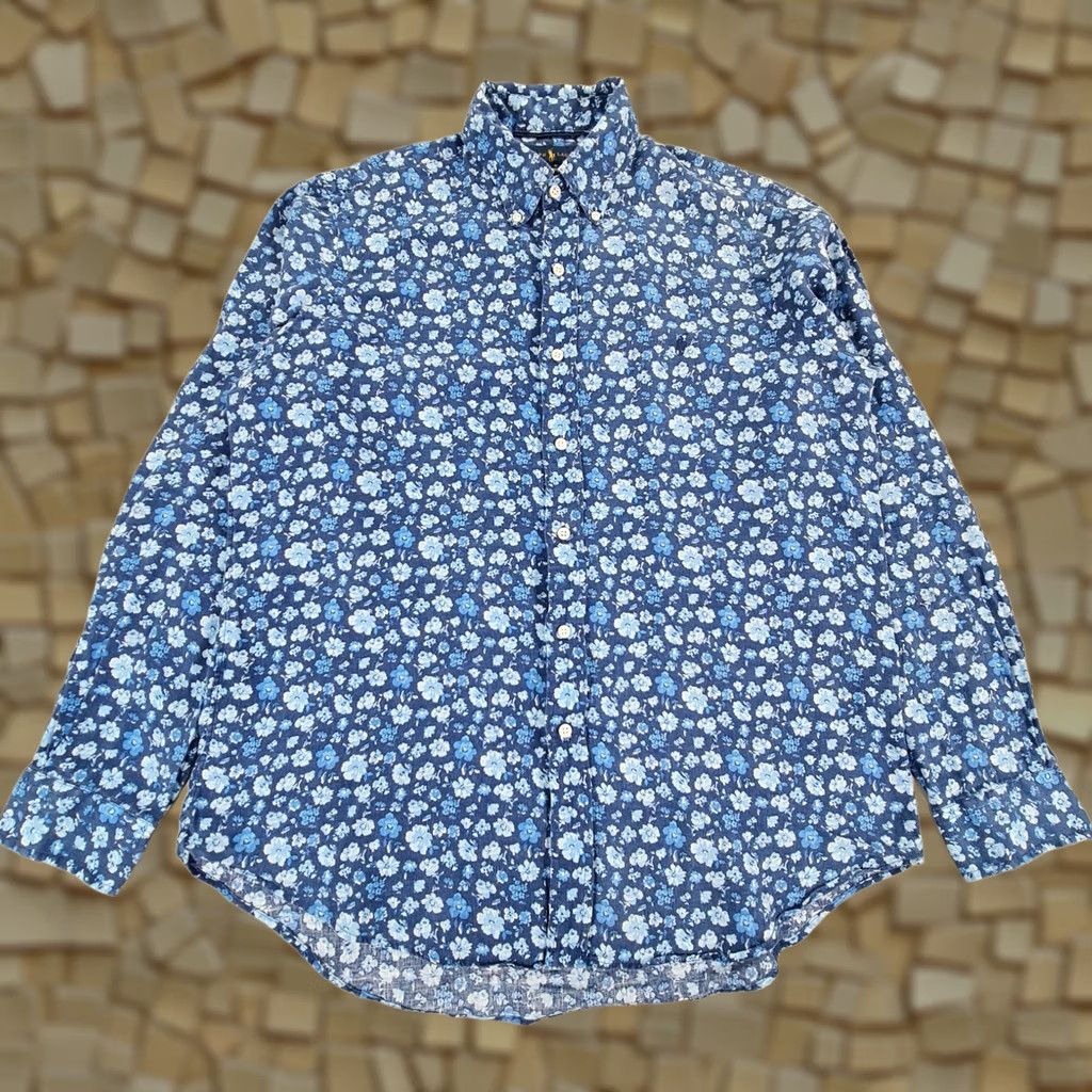 Polo Ralph Lauren Polo Ralph Lauren Mens Shirt Blue Large 100% Linen Floral Button-Up Casual Summer Holiday Shirts Mens Regular Linen Blue Floral Size US L / EU 52-54 / 3 - 1 Thumbnail