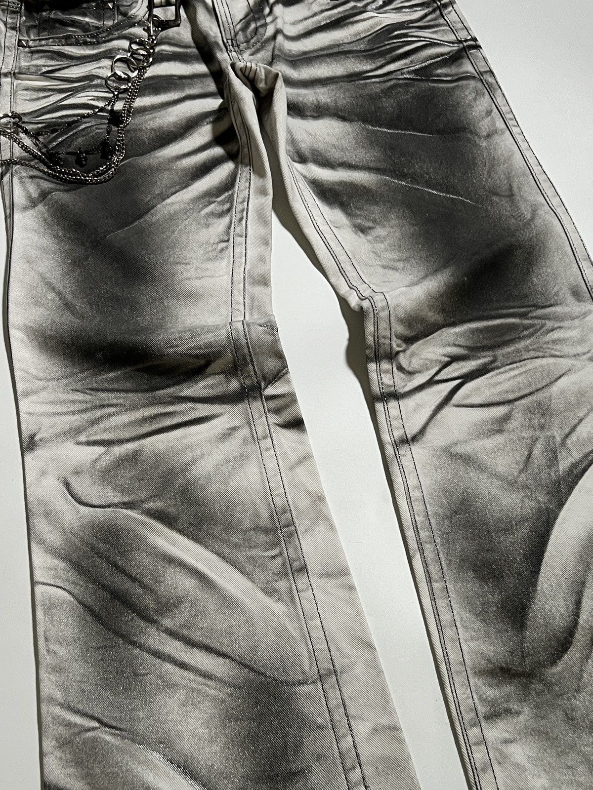 Japanese Brand Xfrm Silver Glitter Waxed Bootcut Jeans Y2K Japanese Brand Size US 31 - 6 Thumbnail