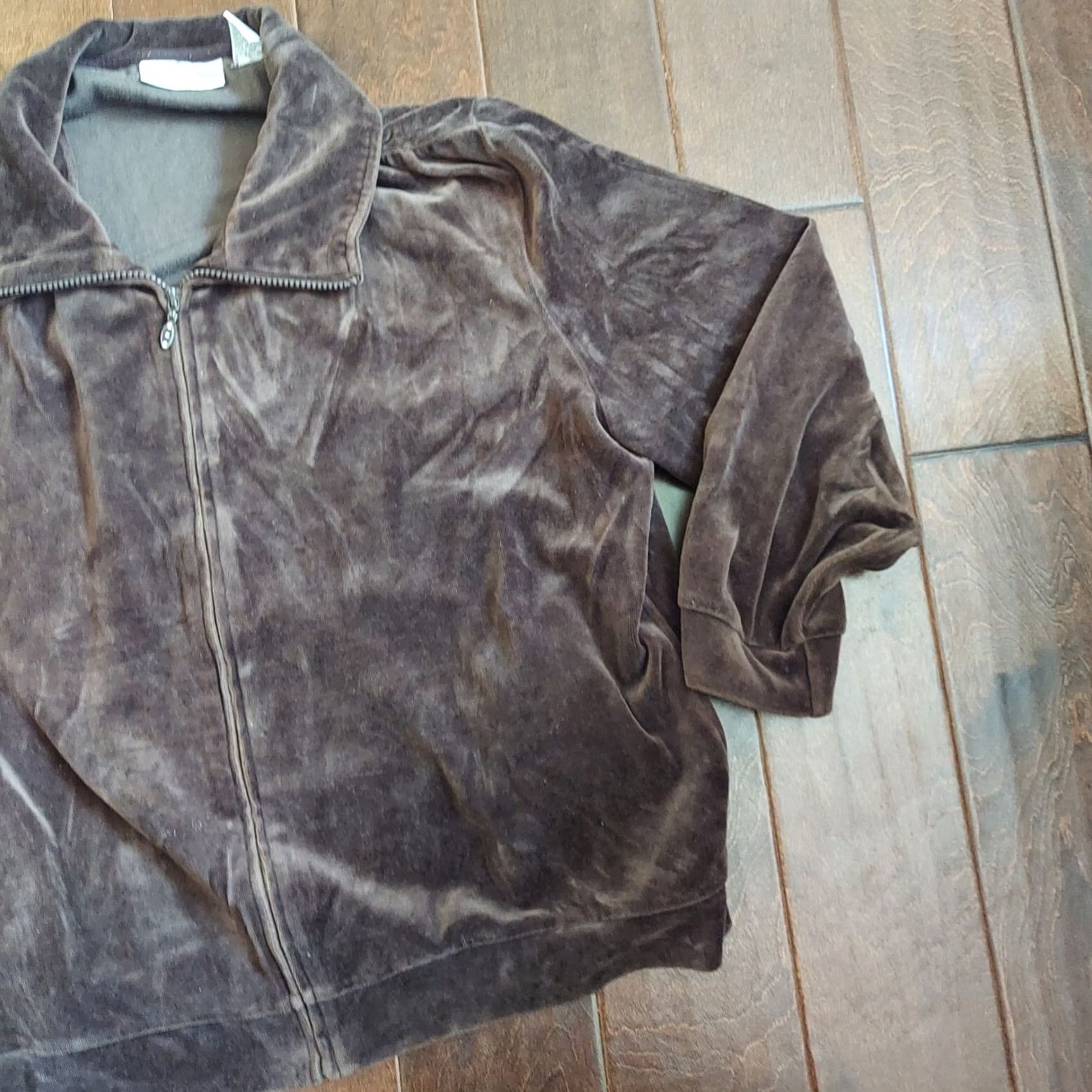 Vintage Drapers & Damons Petites Velour Sweater Jacket Brown Long Sleeve Zip PXL Womens Regular Casual Size XL / US 12-14 / IT 48-50 - 6 Thumbnail