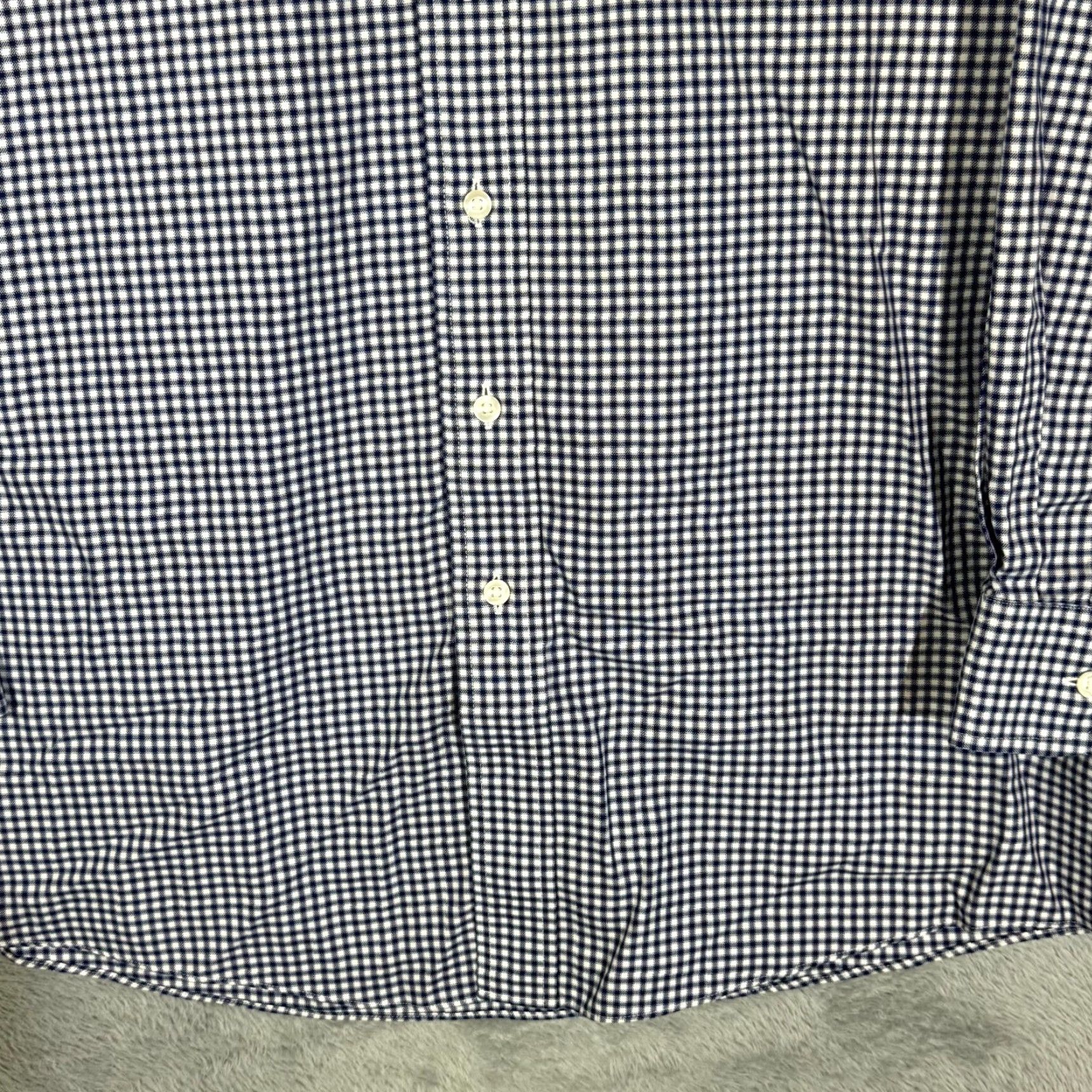 Roundtree & Yorke Gold Label Dress Shirt Blue Check 100% Cotton 16.5×34 Fitted Long Sleeve Button-Down Collar Mens Regular Shirt Size 46R - 6 Thumbnail