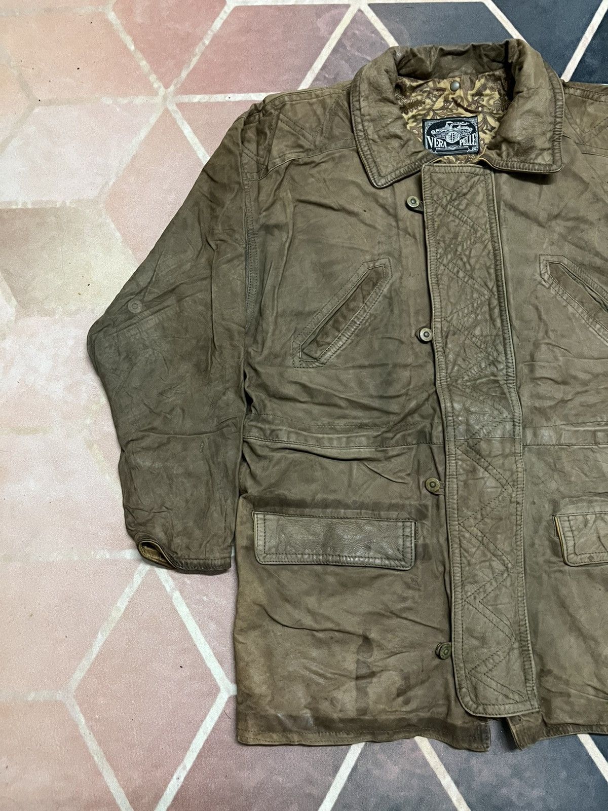 Vera Pelle 💥TRUE VINTAGE ITALY VERA PELLE LEATHER WITH SILK LINING Size US L / EU 52-54 / 3 - 5 Thumbnail