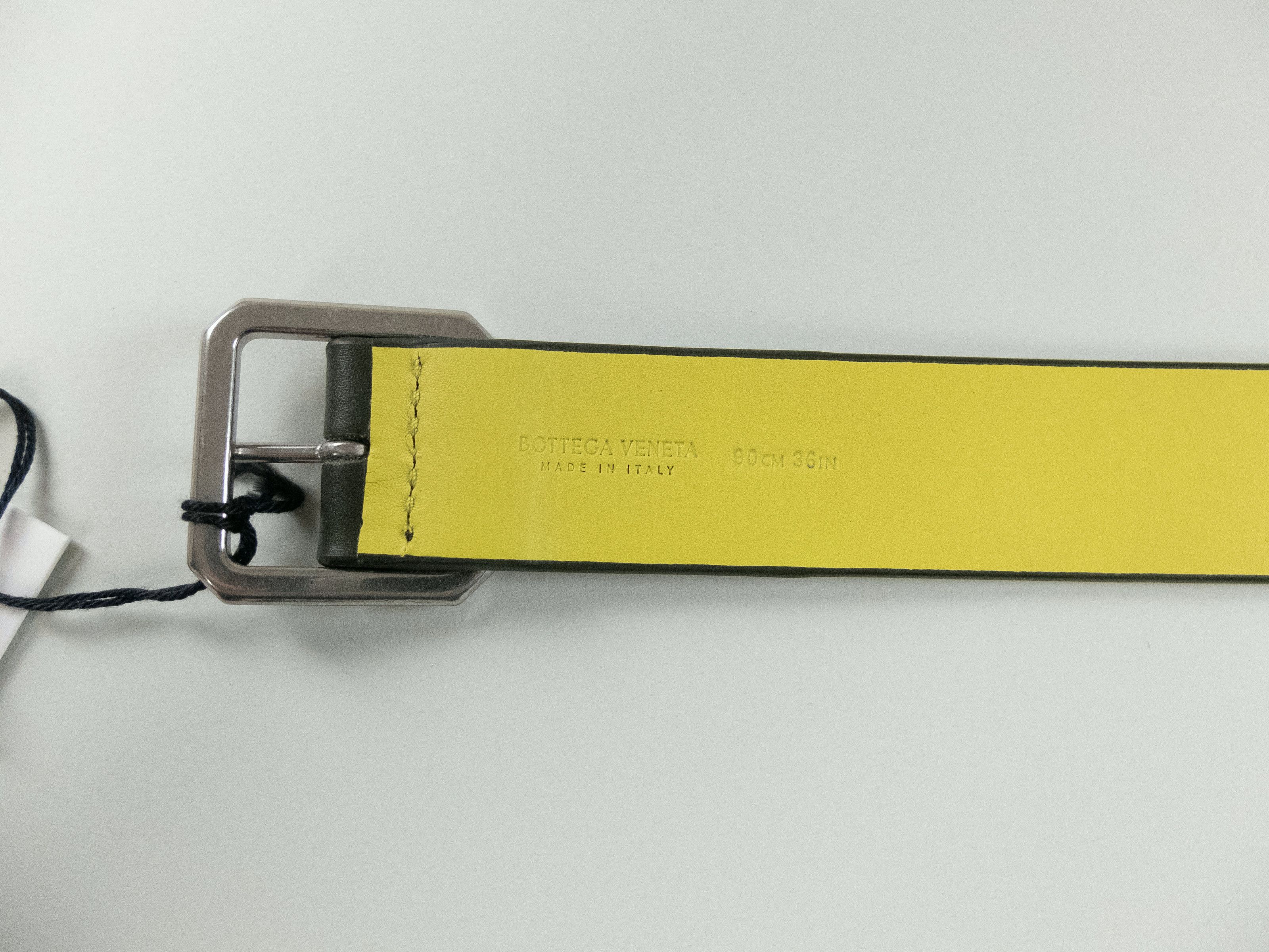 Bottega Veneta BOTTEGA VENETA dark green kiwi reversible leather belt 90 Size 36 - 4 Thumbnail